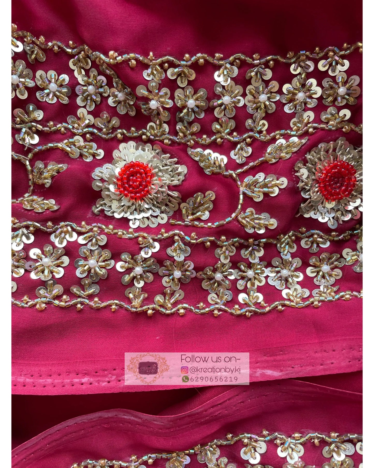 Maroon Crepe Silk Bridal Saree - kreationbykj