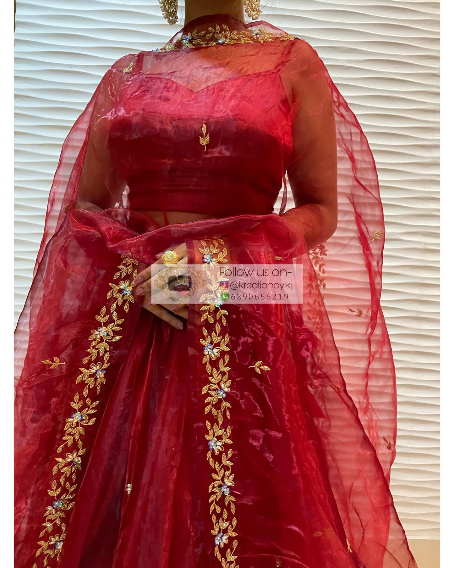 Red Tara Lehenga - kreationbykj