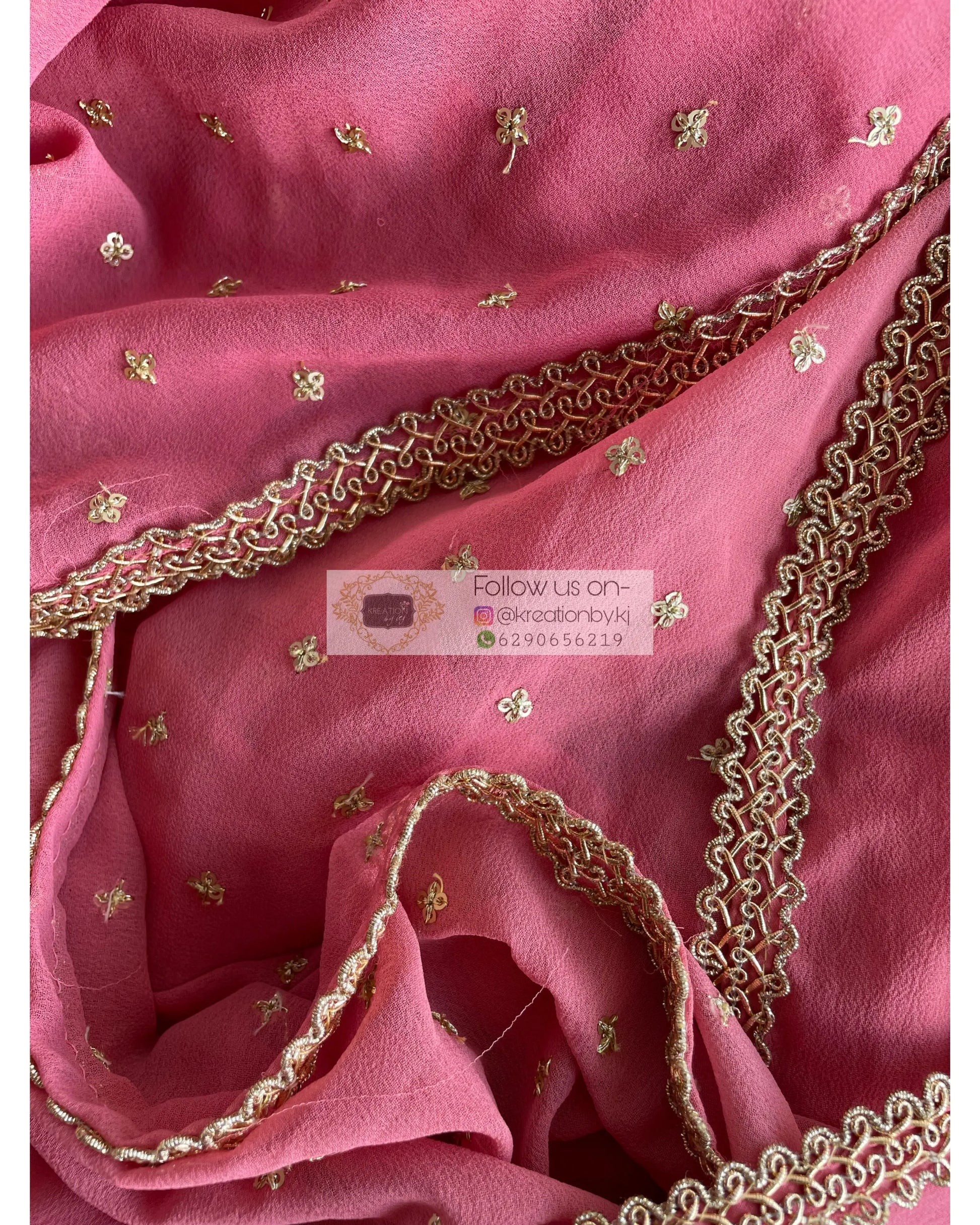Pink Ragini Georgette Saree - kreationbykj