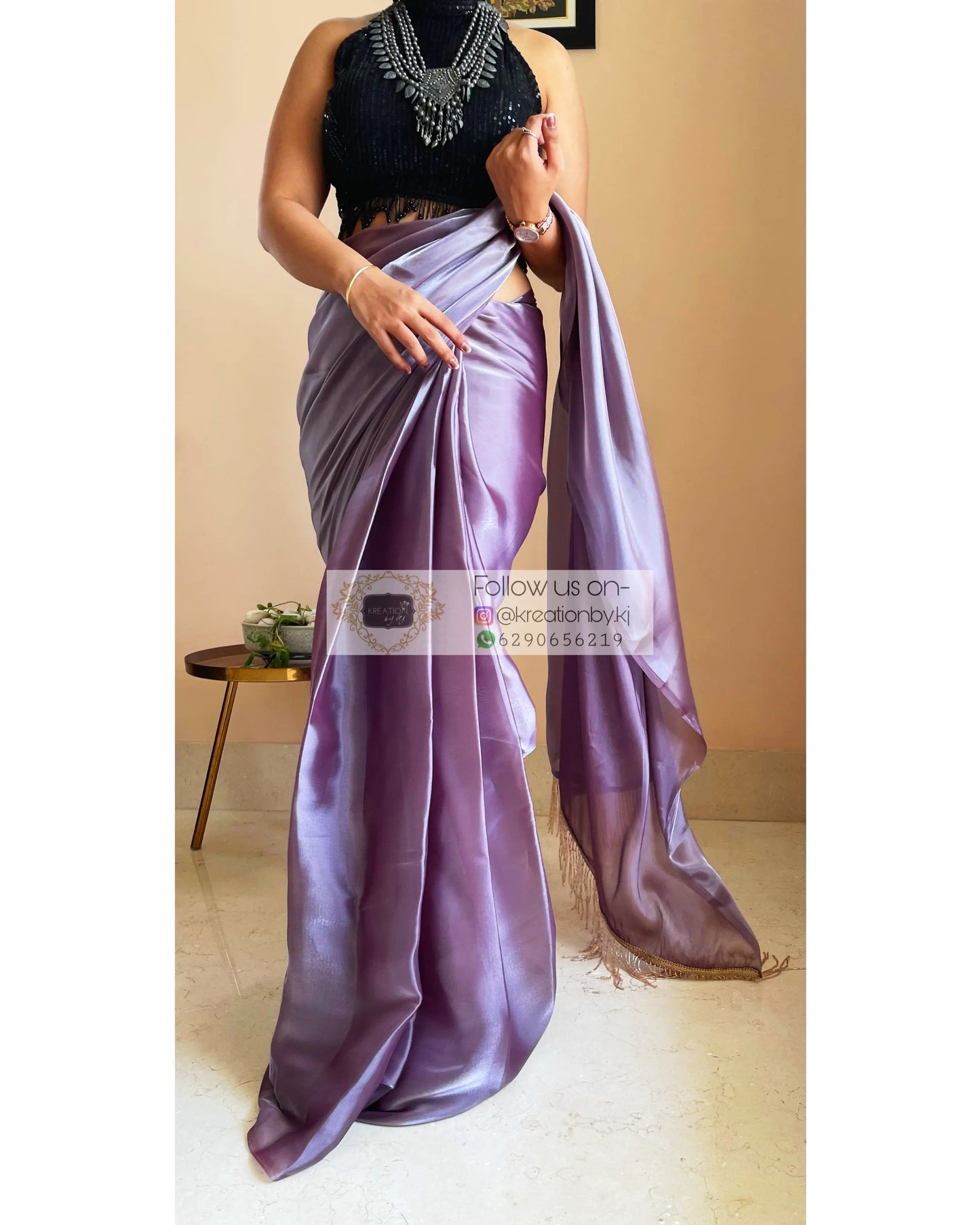 Amethyst Glass Organza Saree - kreationbykj