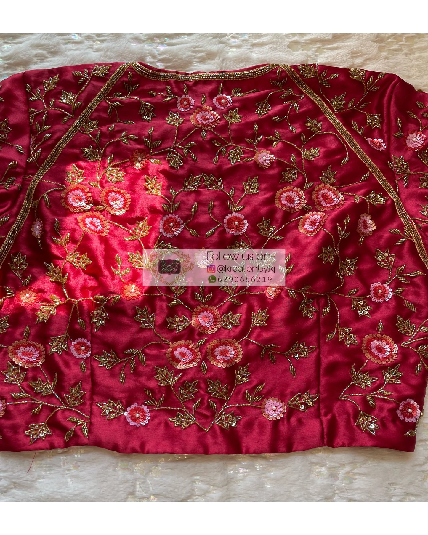 Maroon Rose Blouse Piece - kreationbykj