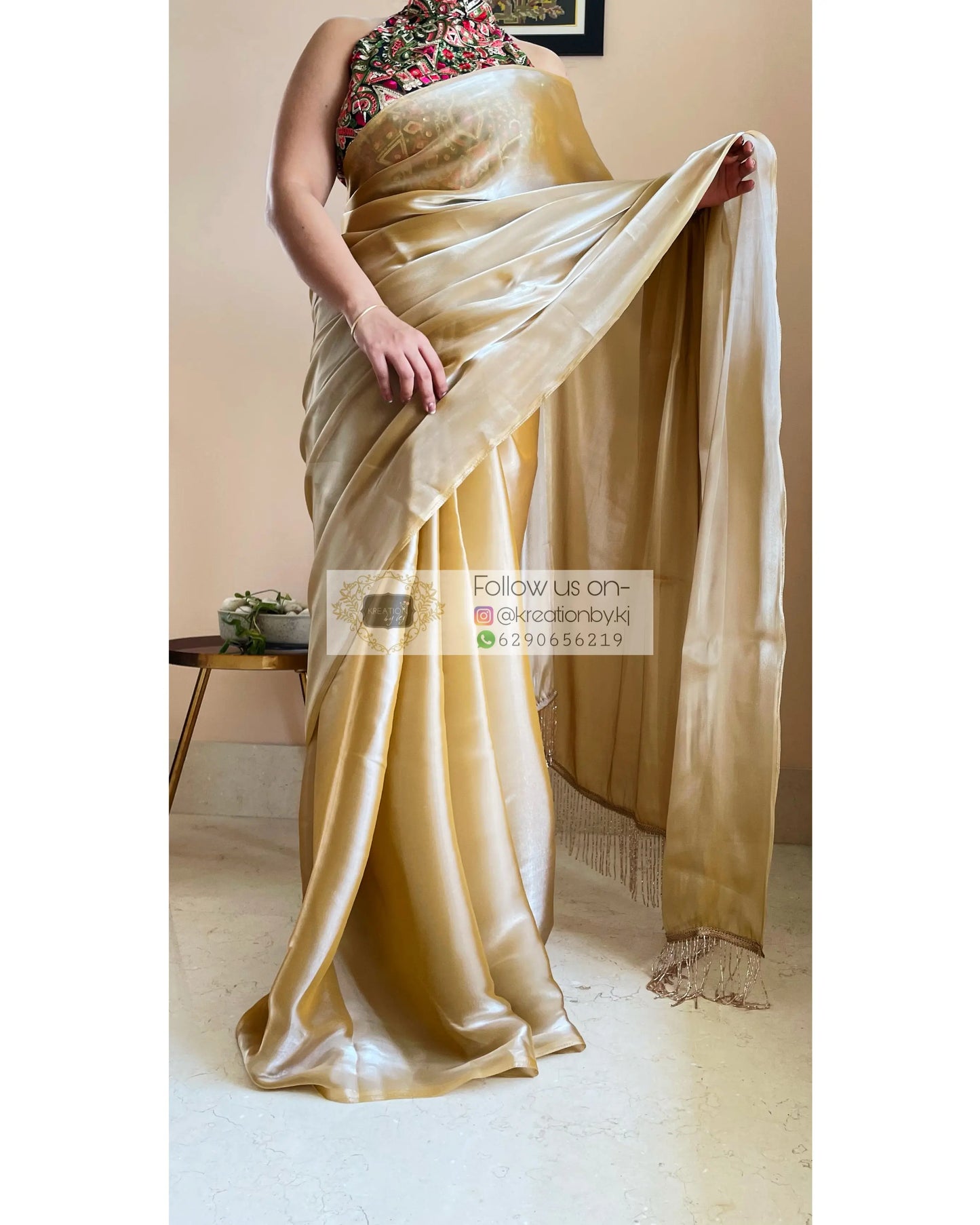 Cinnamon Dust Glass Organza Saree - kreationbykj