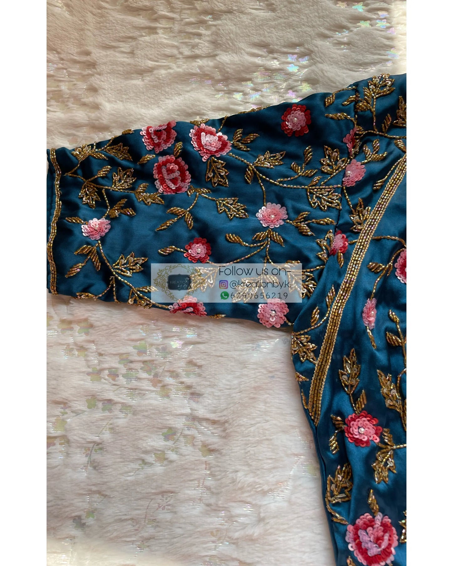 Cobalt Blue Rose Blouse Piece - kreationbykj