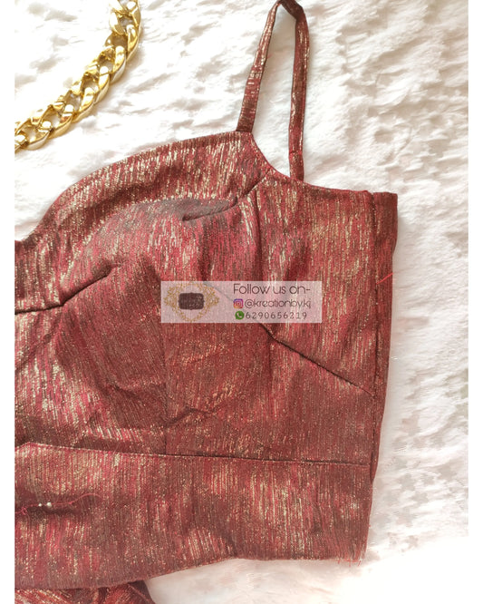 Metallic Maroon Strappy Blouse - kreationbykj