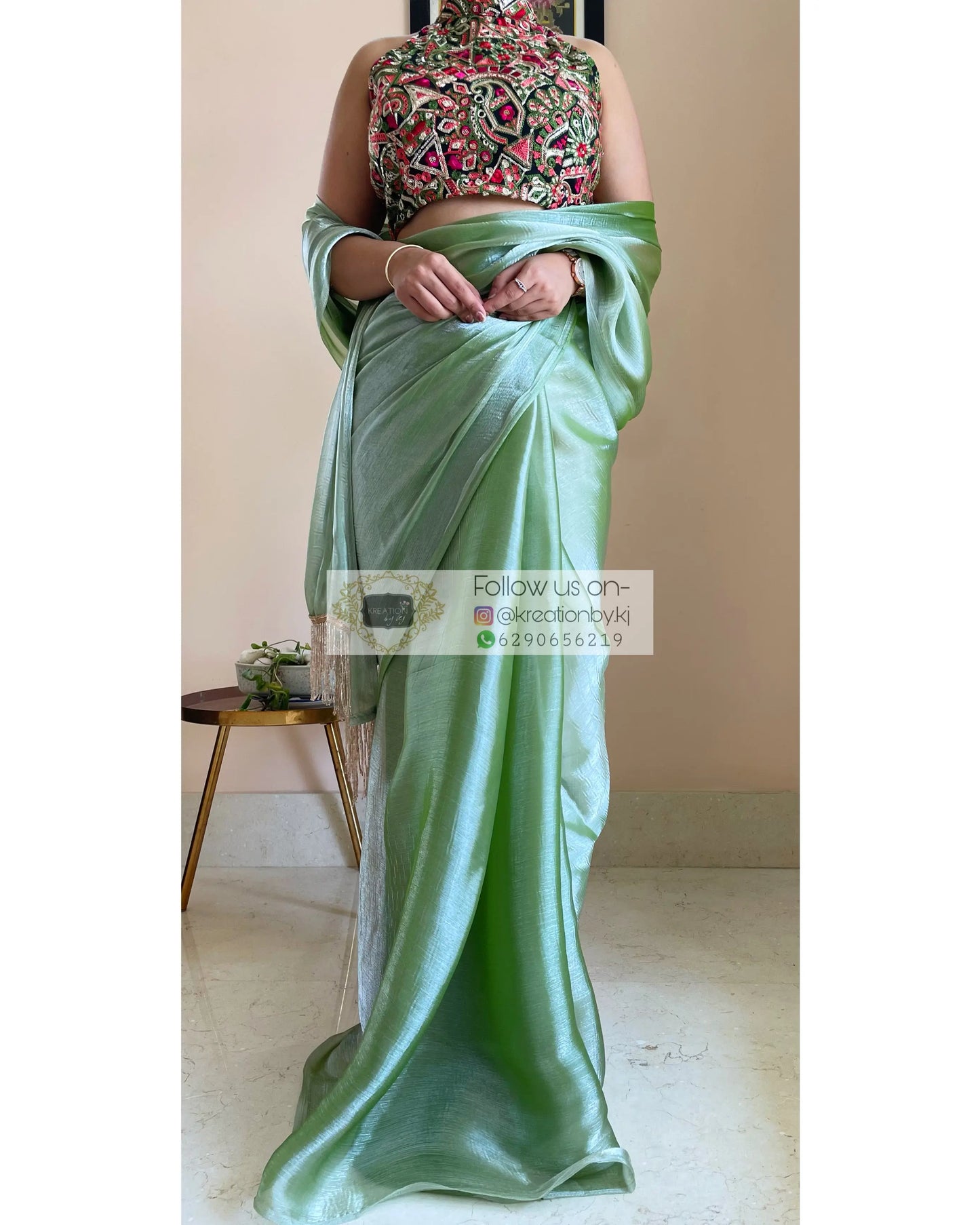 Absinthe Glass Organza Saree - kreationbykj