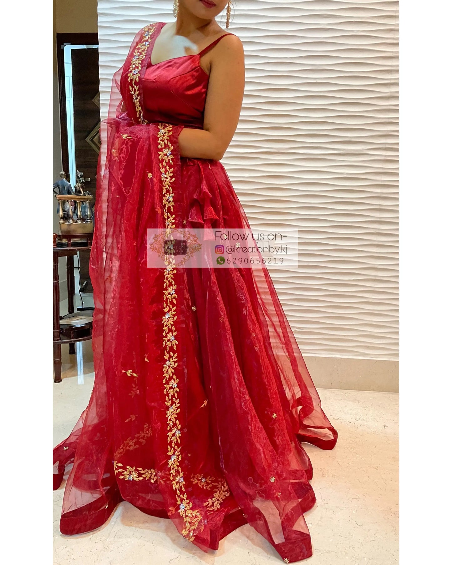 Red Tara Lehenga - kreationbykj