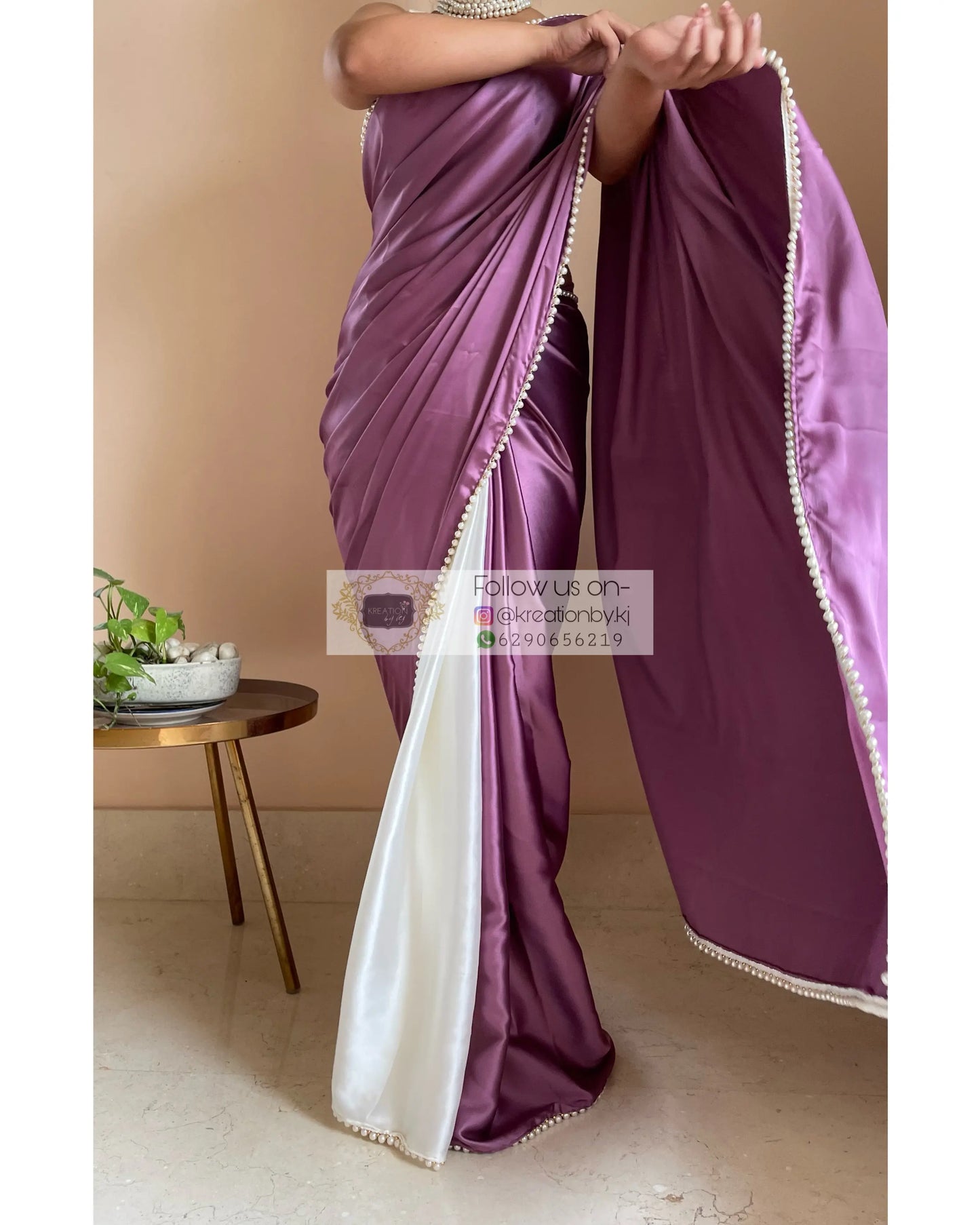 Clematis Two in One Satin Saree - kreationbykj