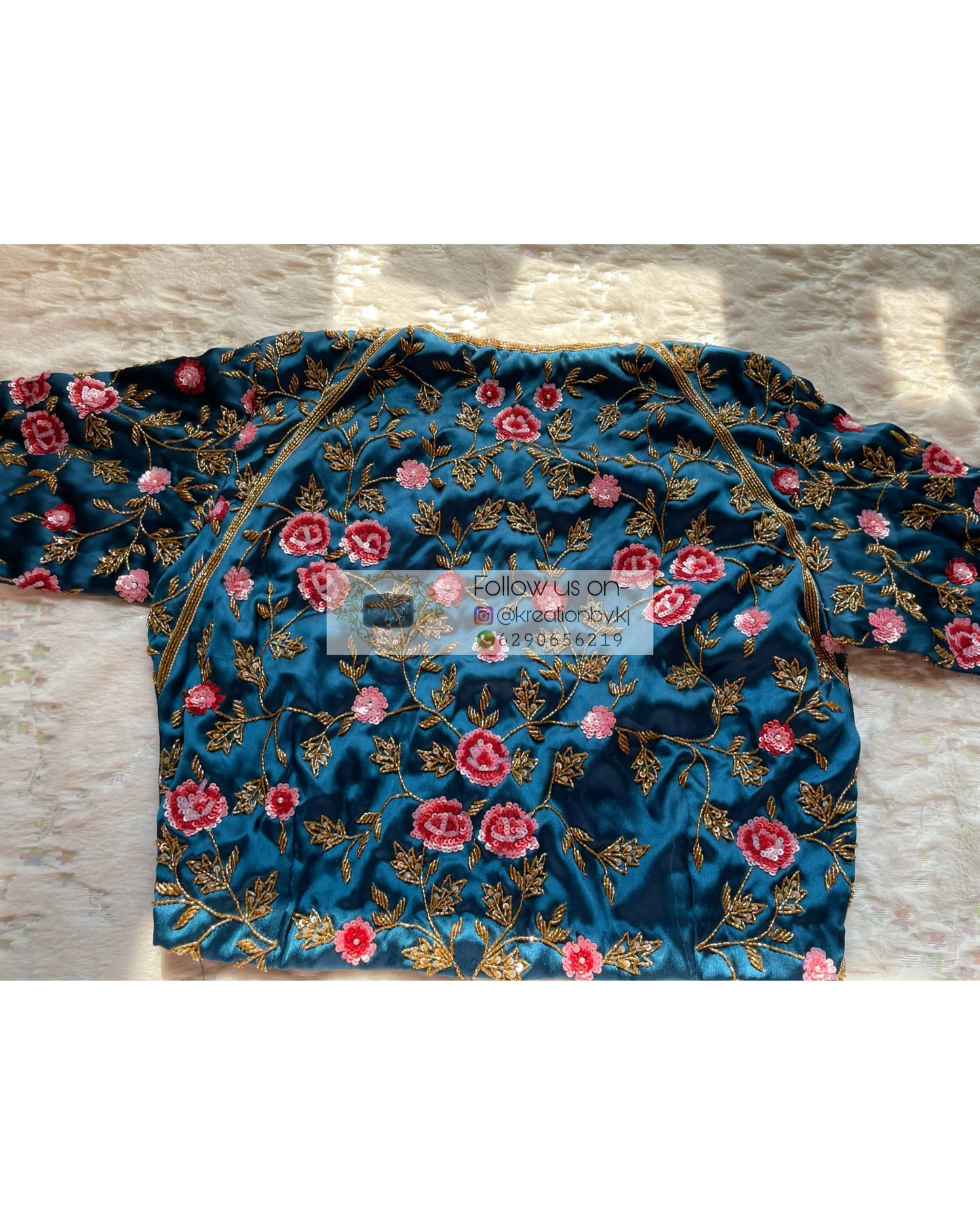 Cobalt Blue Rose Blouse Piece - kreationbykj