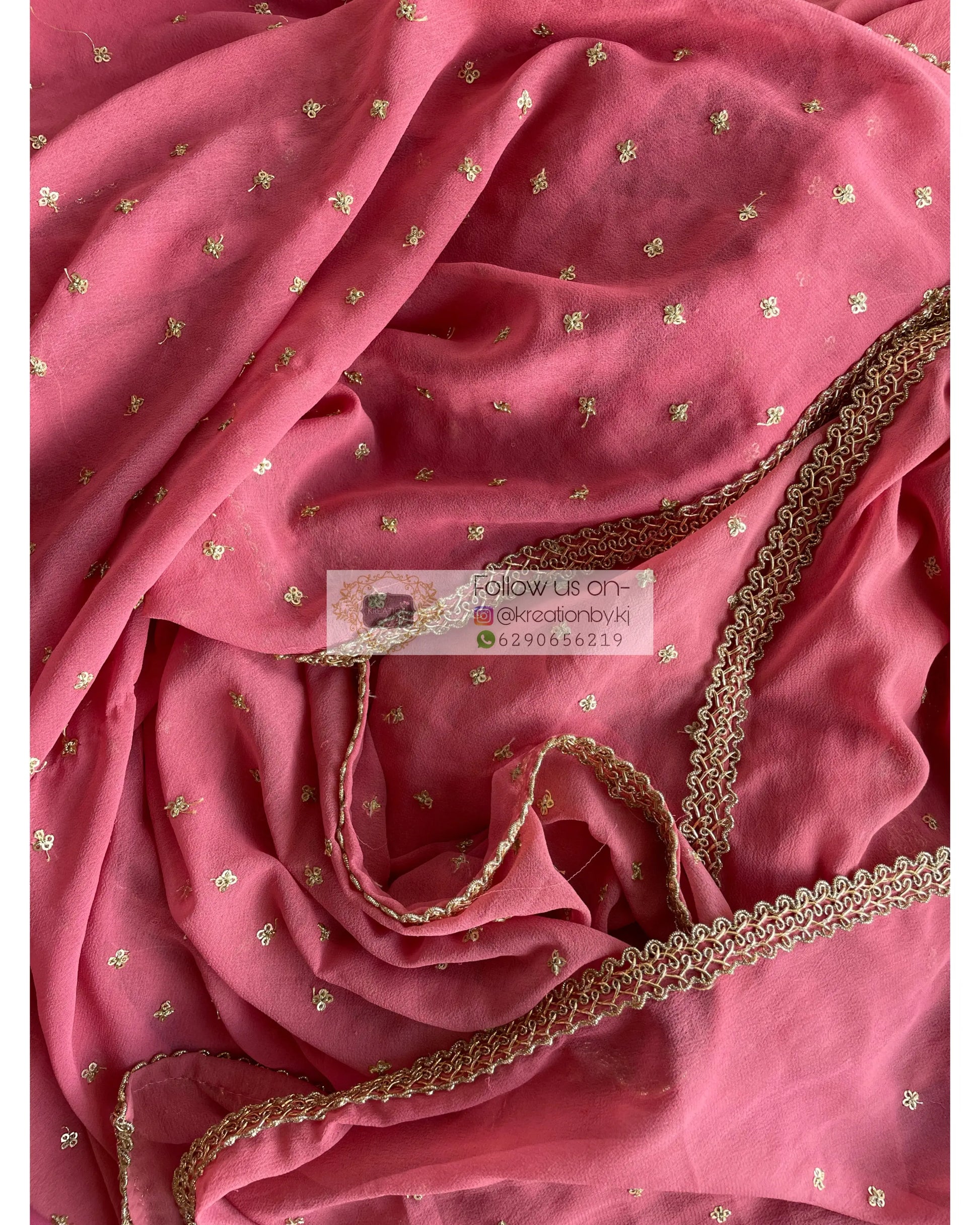 Pink Ragini Georgette Saree - kreationbykj