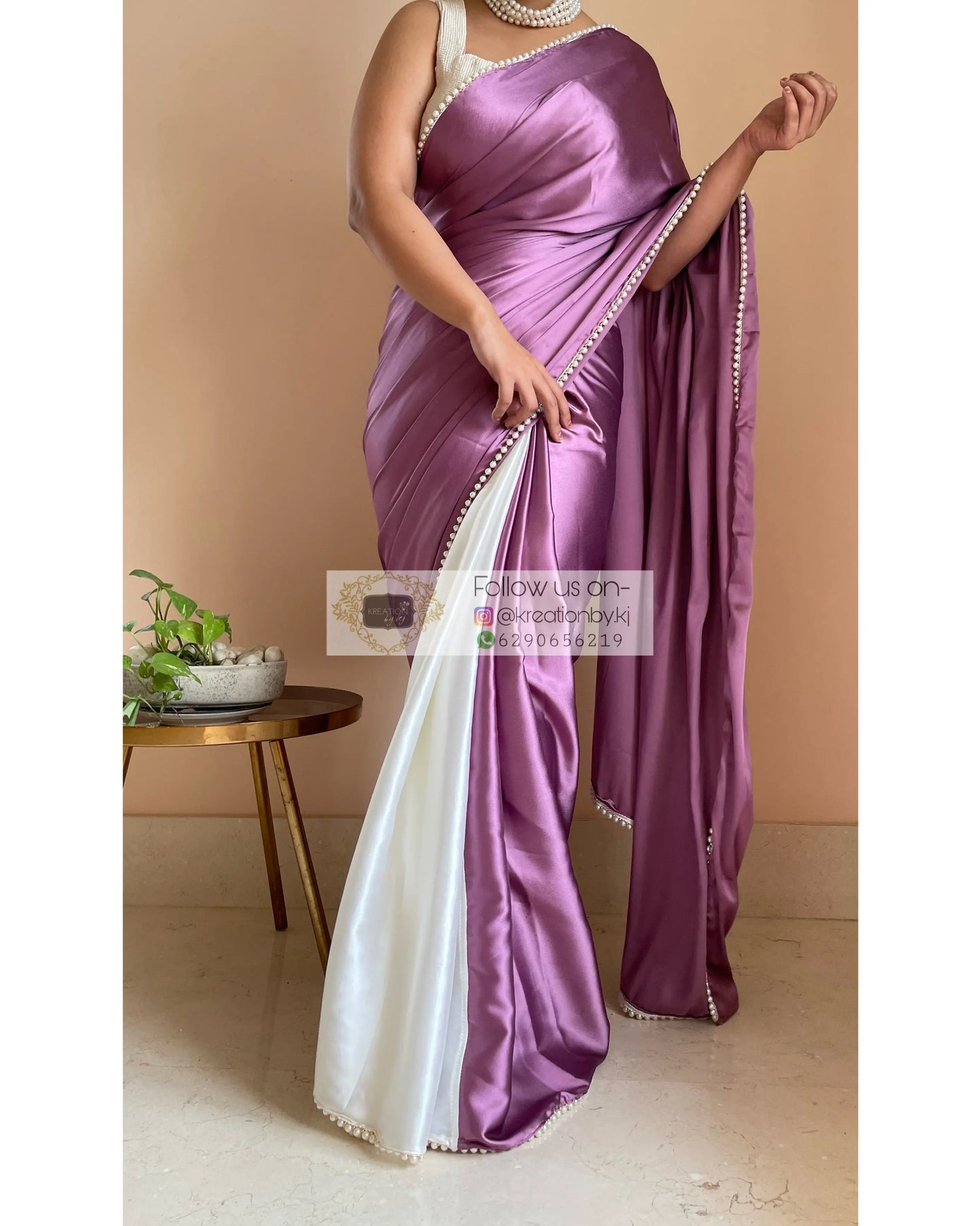 Clematis Two in One Satin Saree - kreationbykj