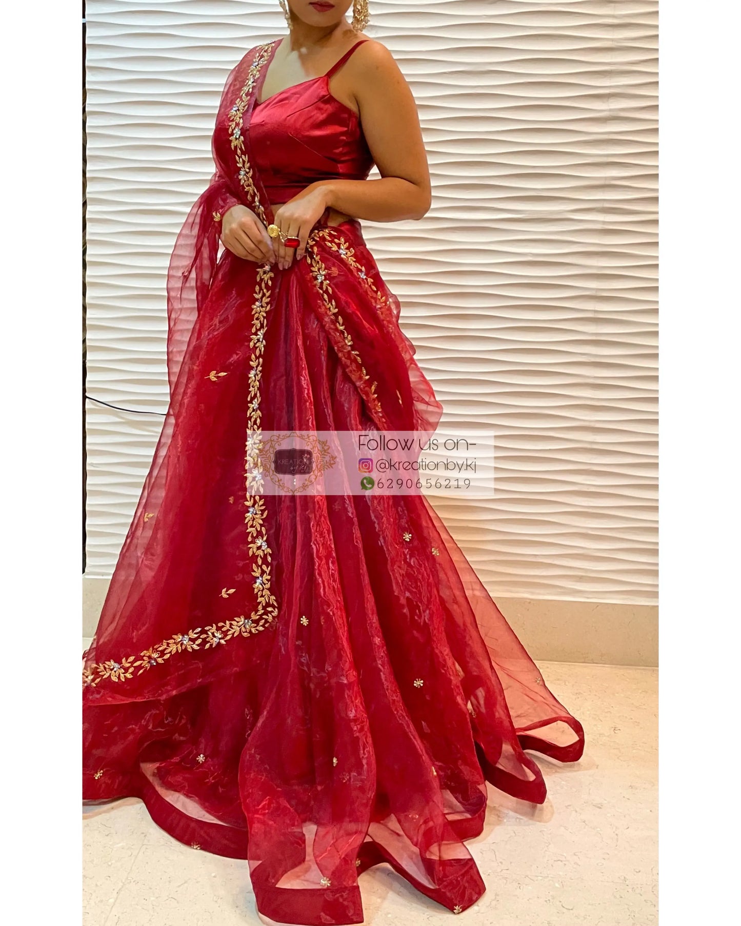 Red Tara Lehenga - kreationbykj