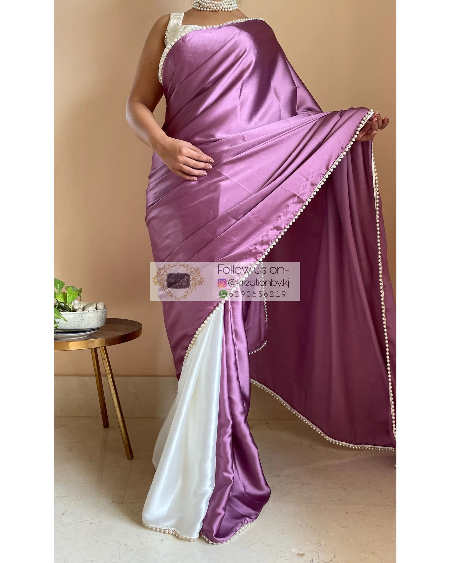 Clematis Two in One Satin Saree - kreationbykj