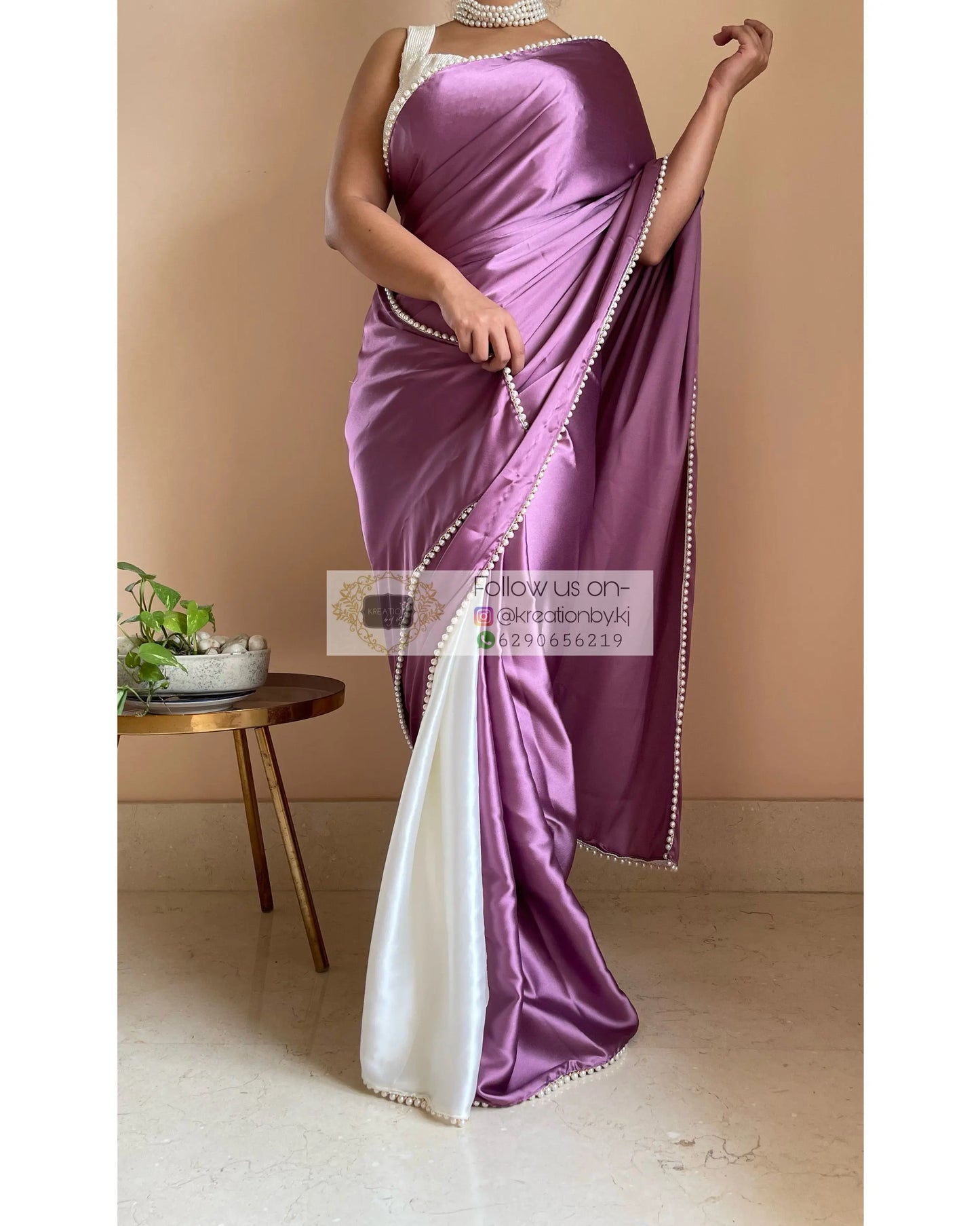 Clematis Two in One Satin Saree - kreationbykj