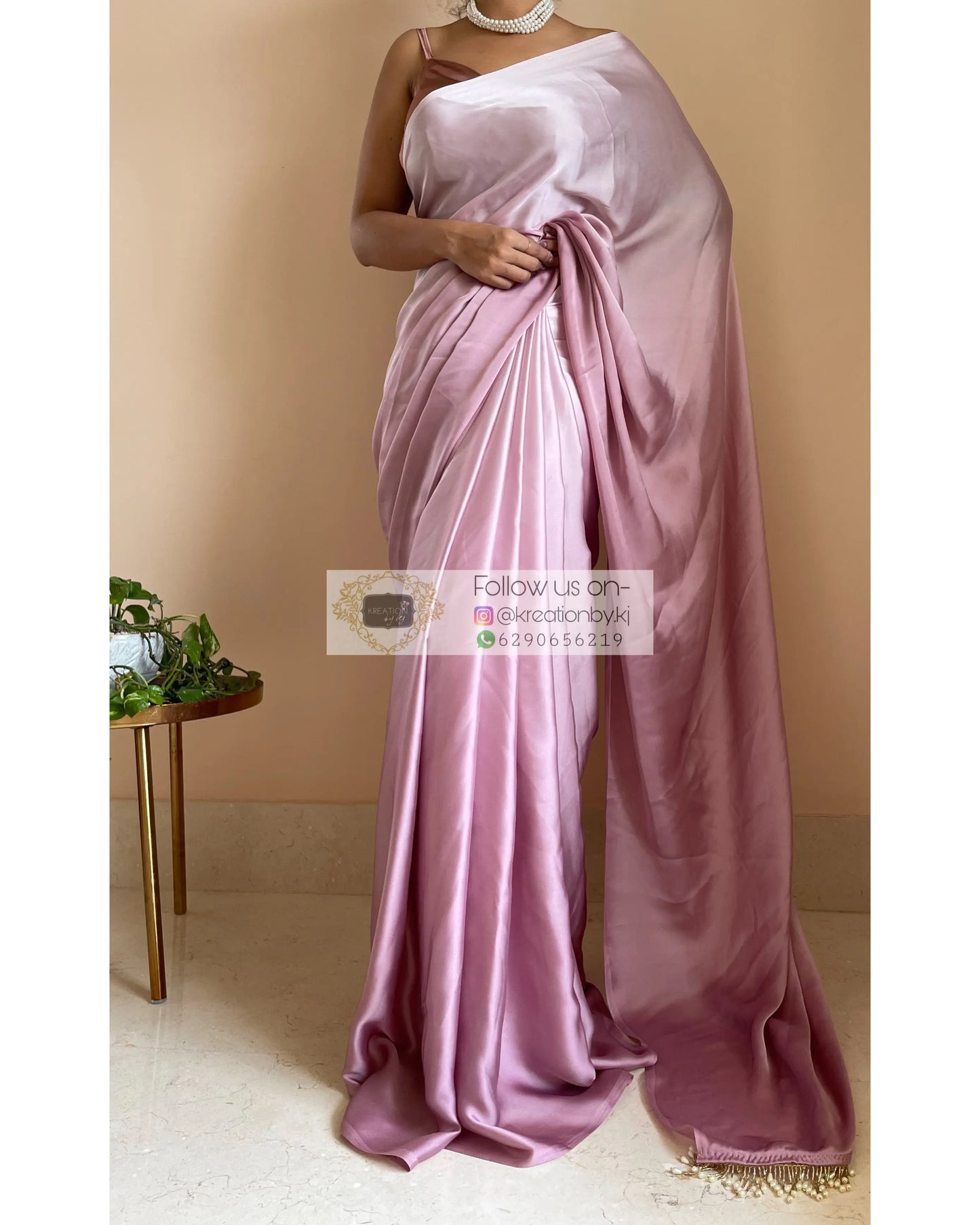 Mauve Ombré Crepe Silk Saree - kreationbykj