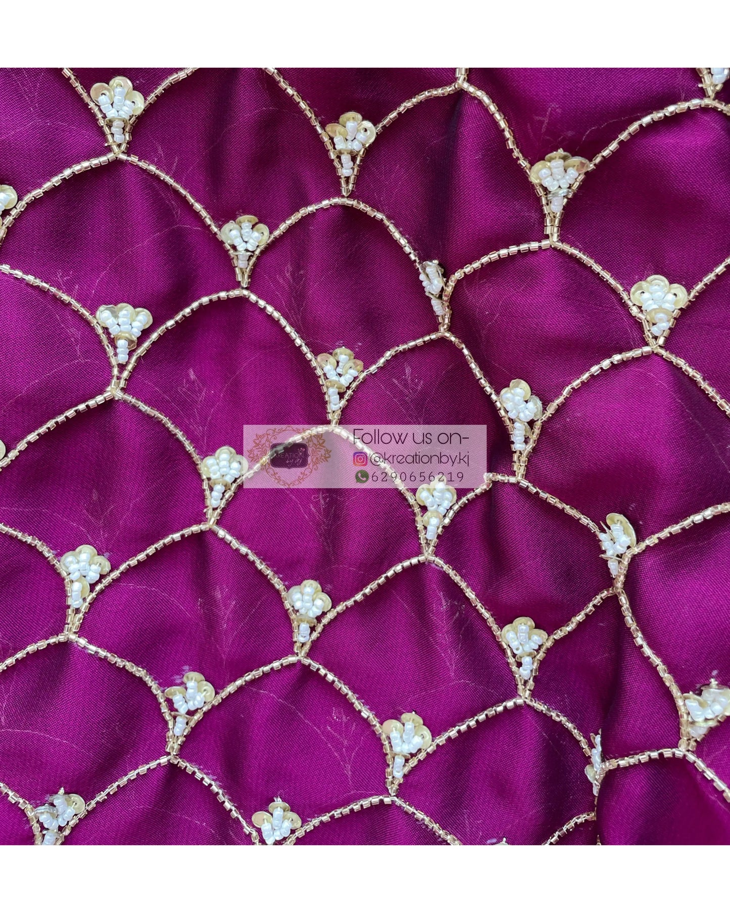 Wine Georgette Cutdana Mehraab Jaal Saree - kreationbykj