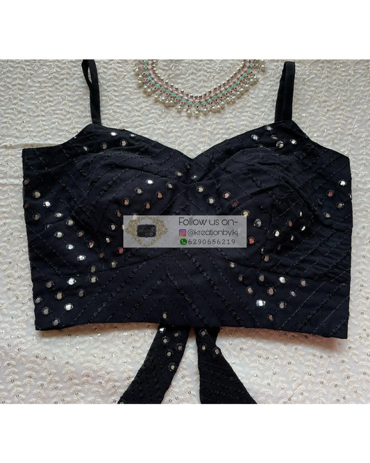 Black Sheesh Strappy Blouse - kreationbykj