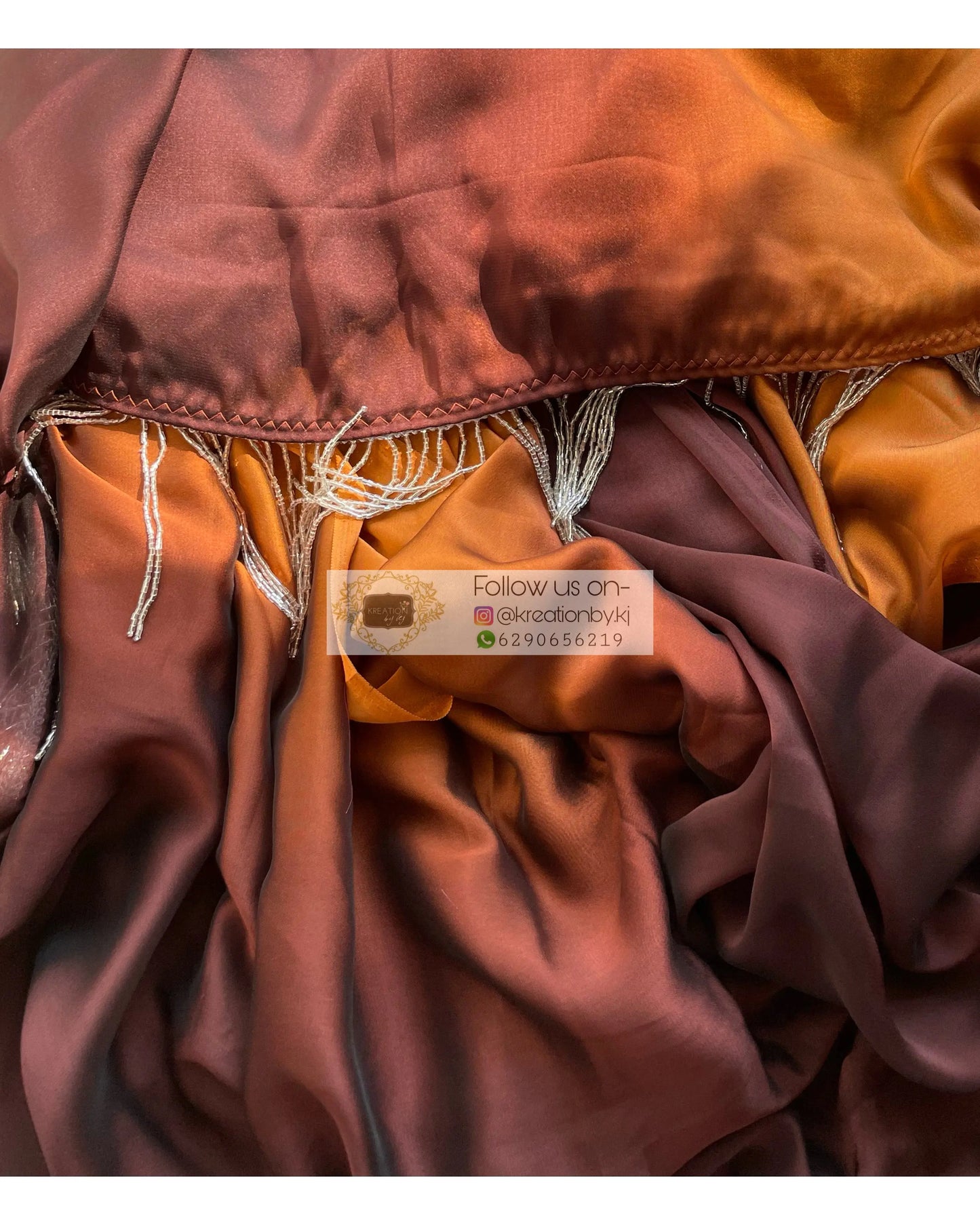Summer Sands Ombré Georgette Saree with Handmade Tassels on Pallu - kreationbykj