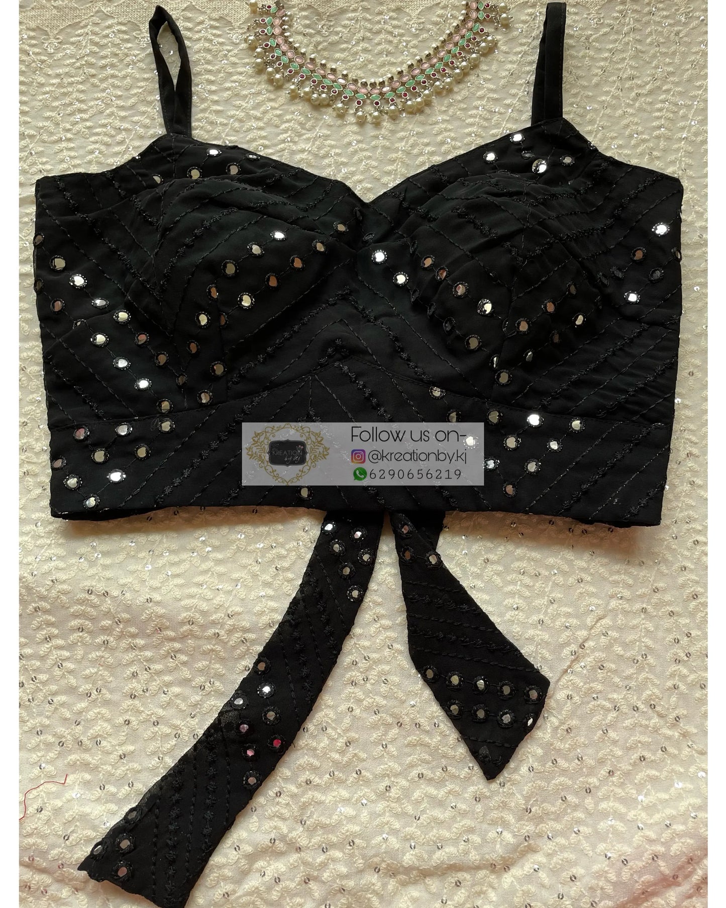 Black Sheesh Strappy Blouse - kreationbykj