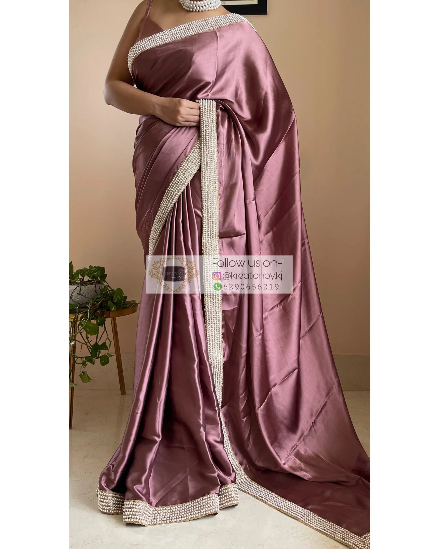 Rose Gold Mother Of Pearl Saree - kreationbykj