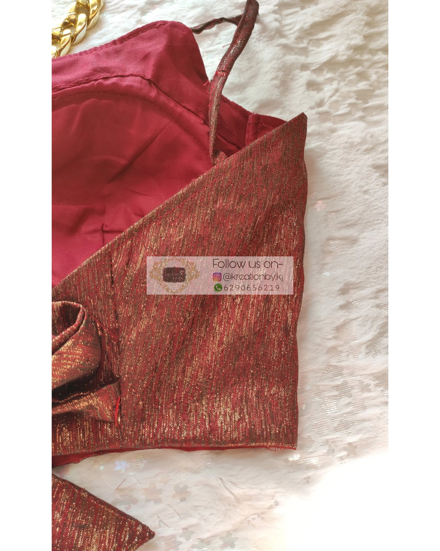 Metallic Maroon Strappy Blouse - kreationbykj