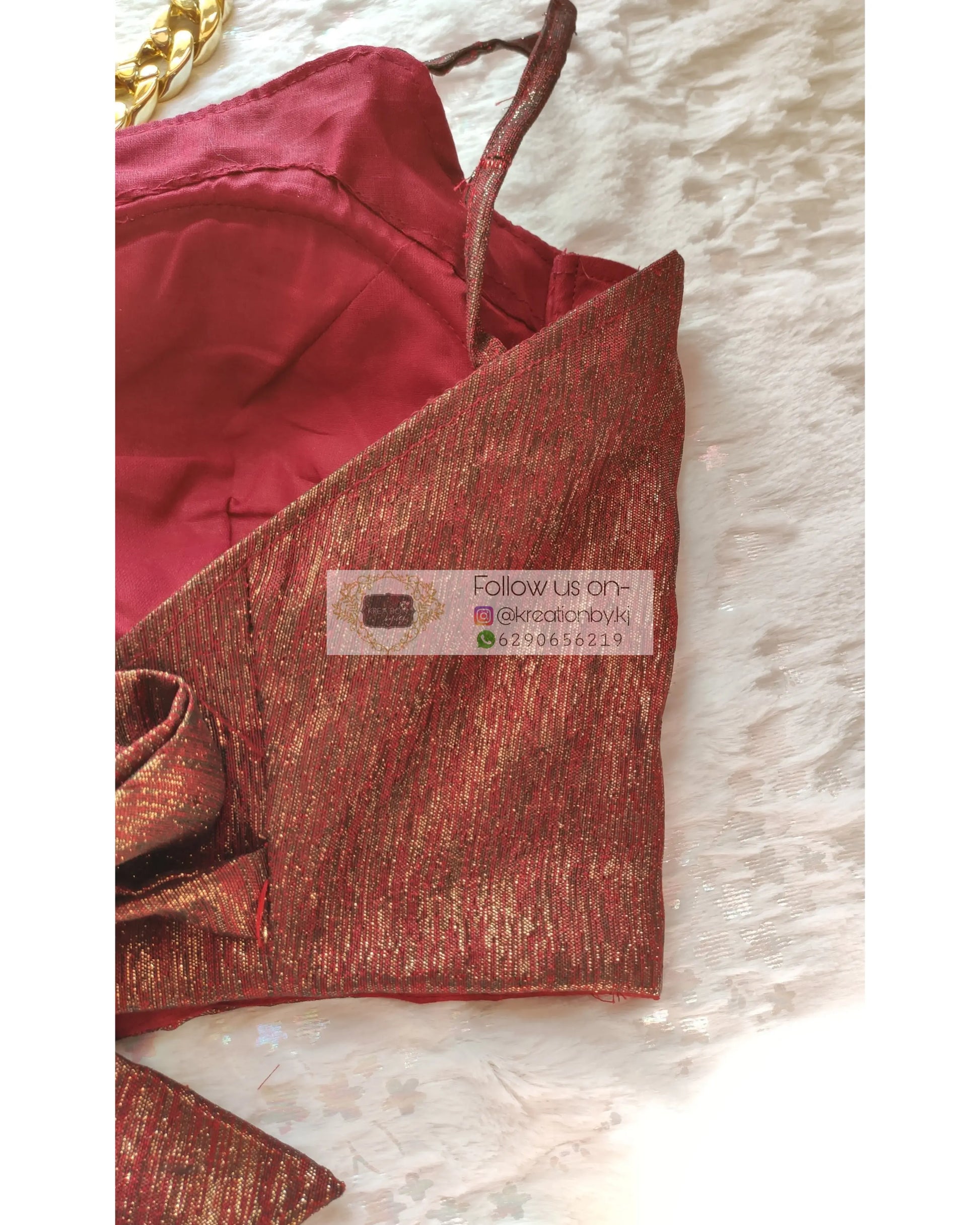 Metallic Maroon Strappy Blouse - kreationbykj