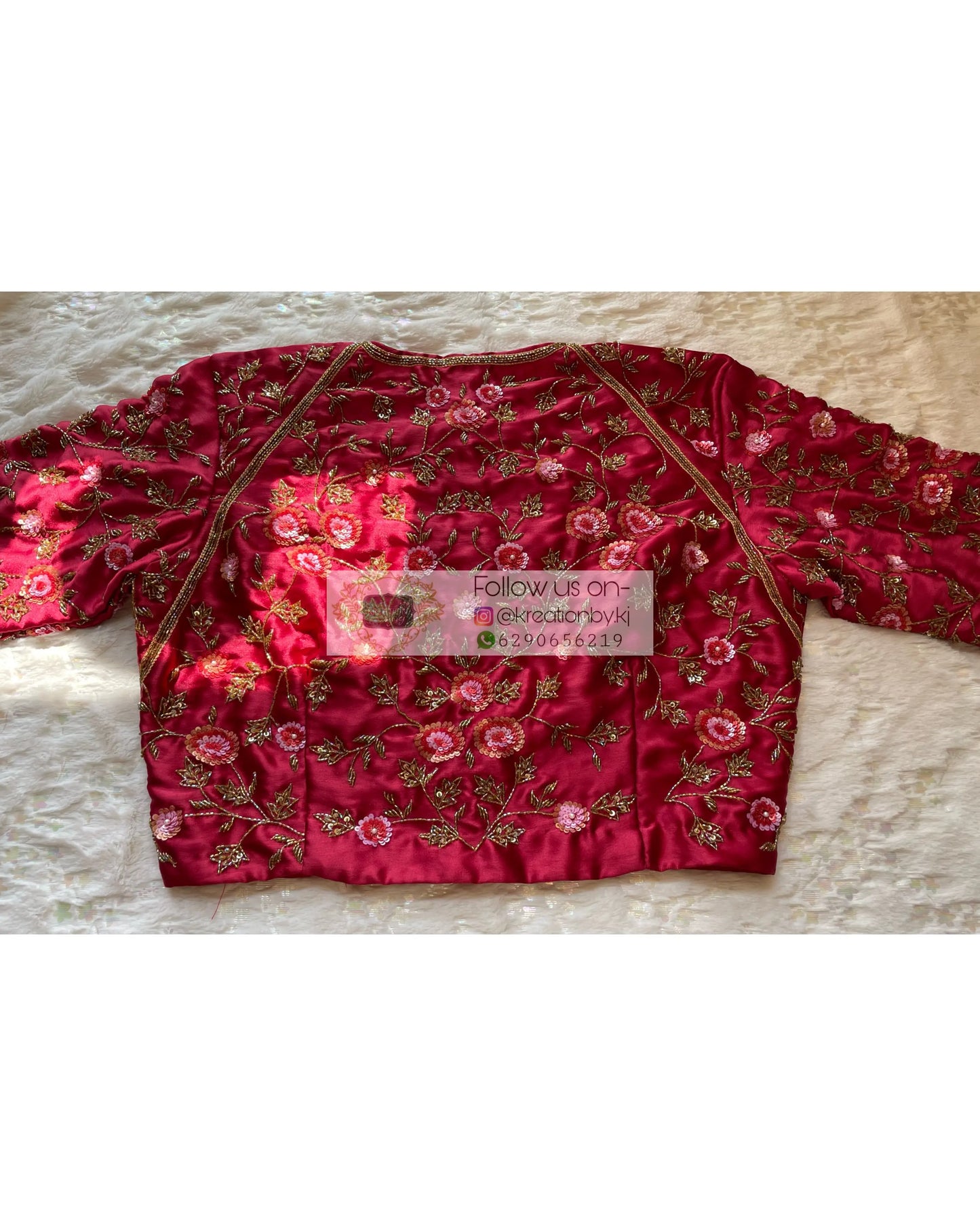 Maroon Rose Blouse Piece - kreationbykj
