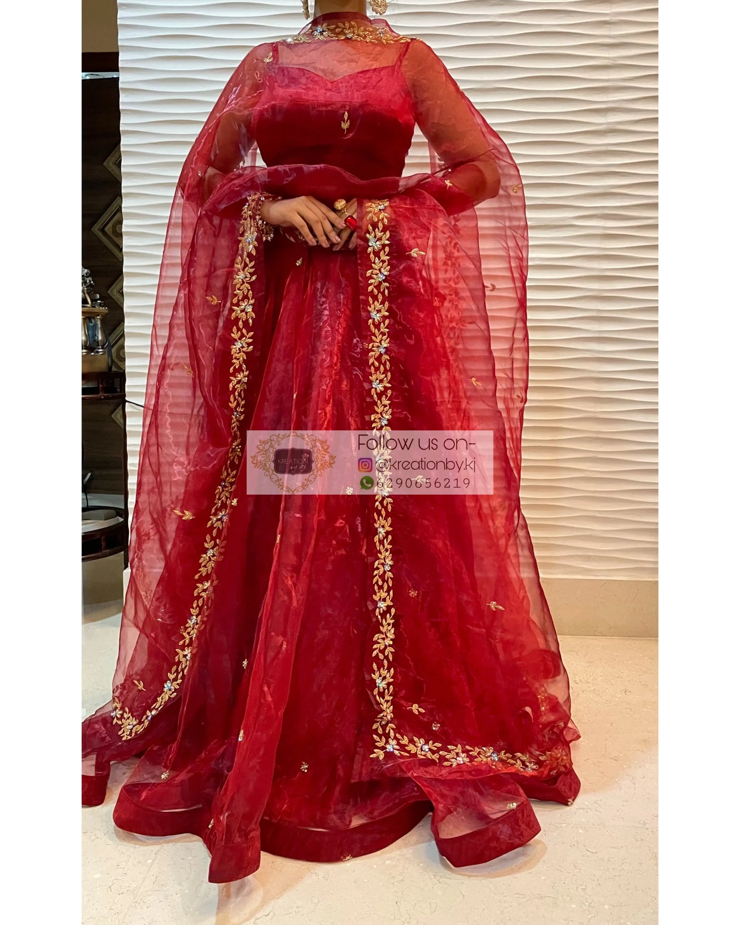 Red Tara Lehenga - kreationbykj