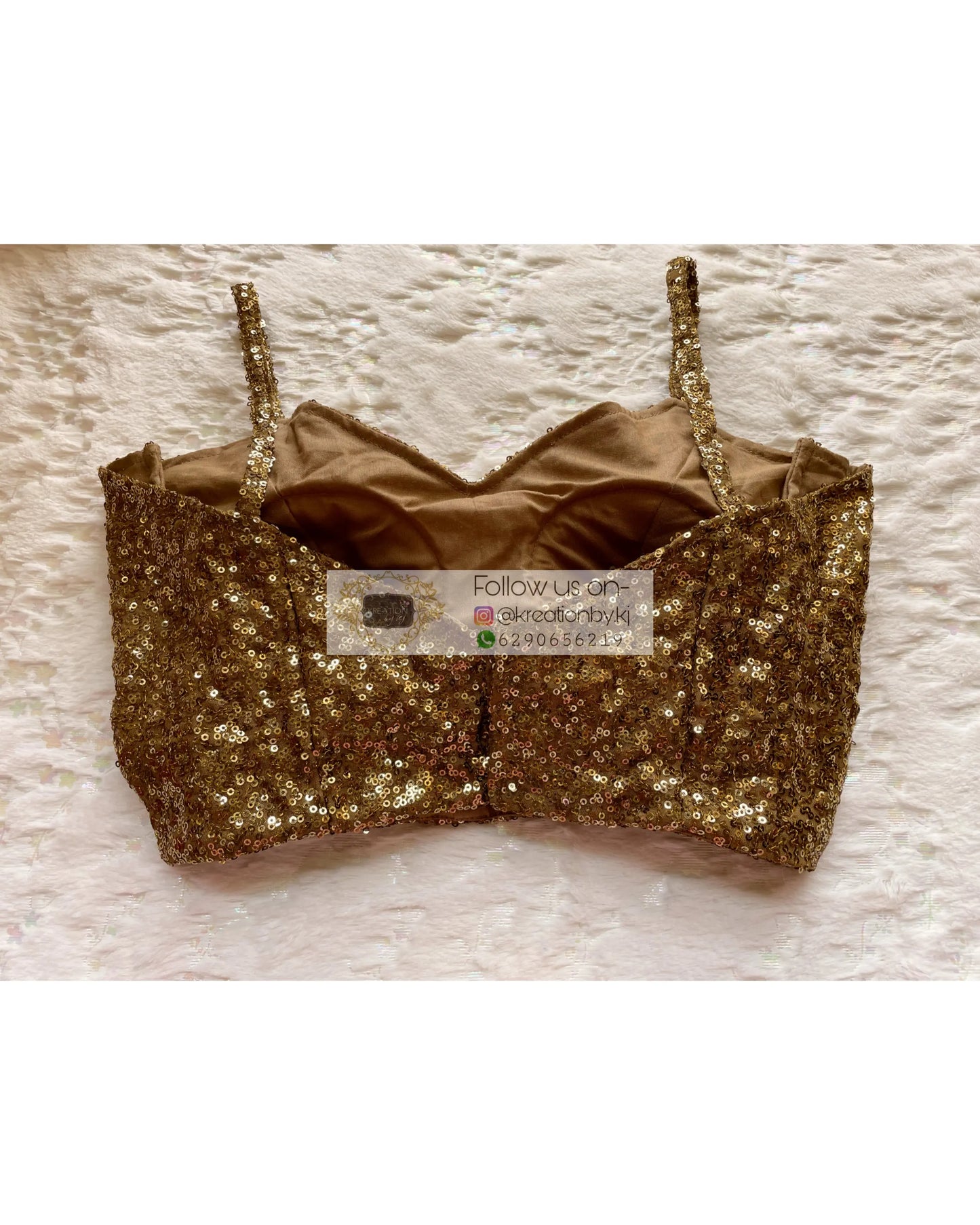 Molten Gold Strappy Sequins Blouse - kreationbykj