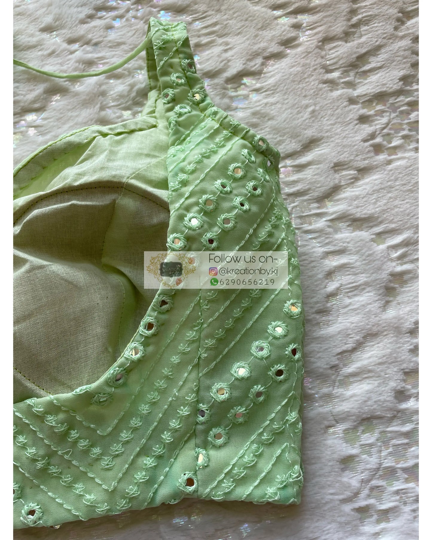 Green Sheesh Sleeveless Blouse - kreationbykj