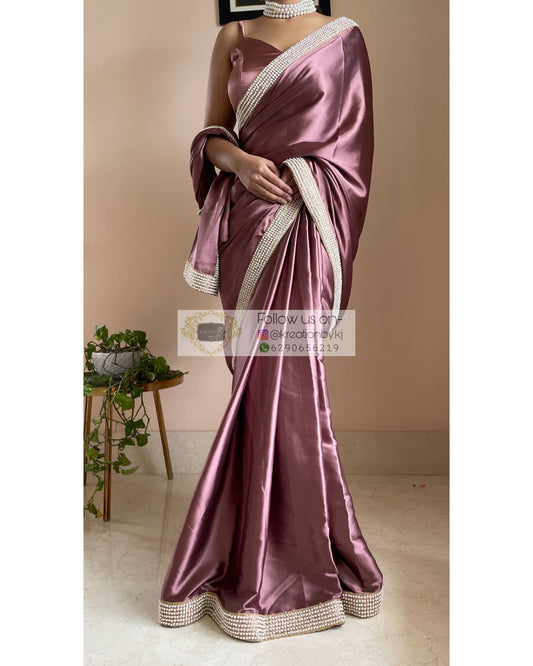 Rose Gold Mother Of Pearl Saree - kreationbykj
