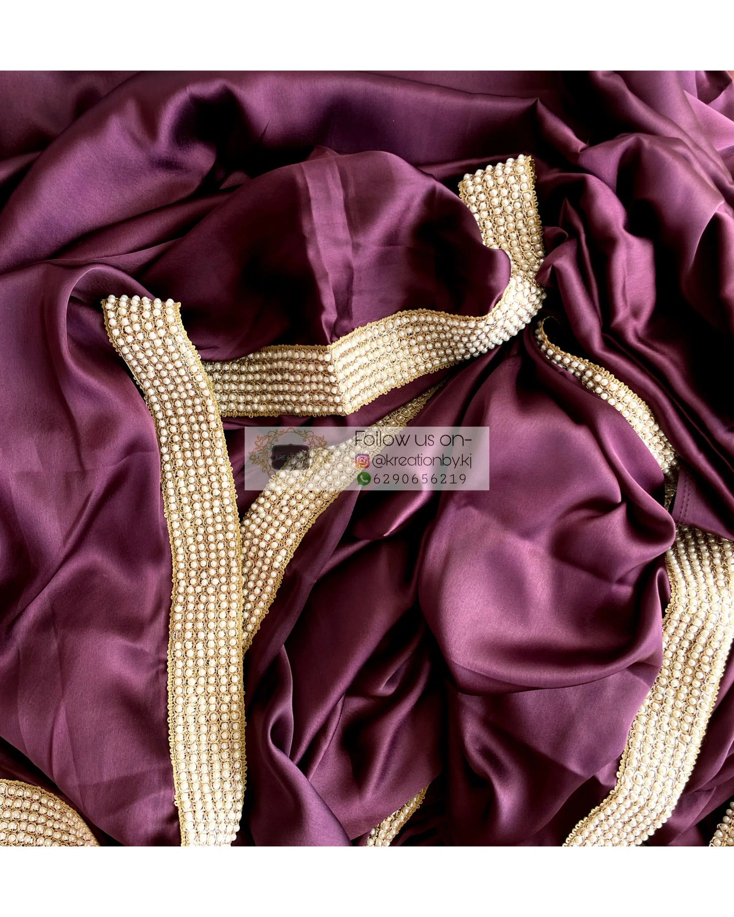 Dark Eggplant Wine Mother Of Pearl Saree - kreationbykj