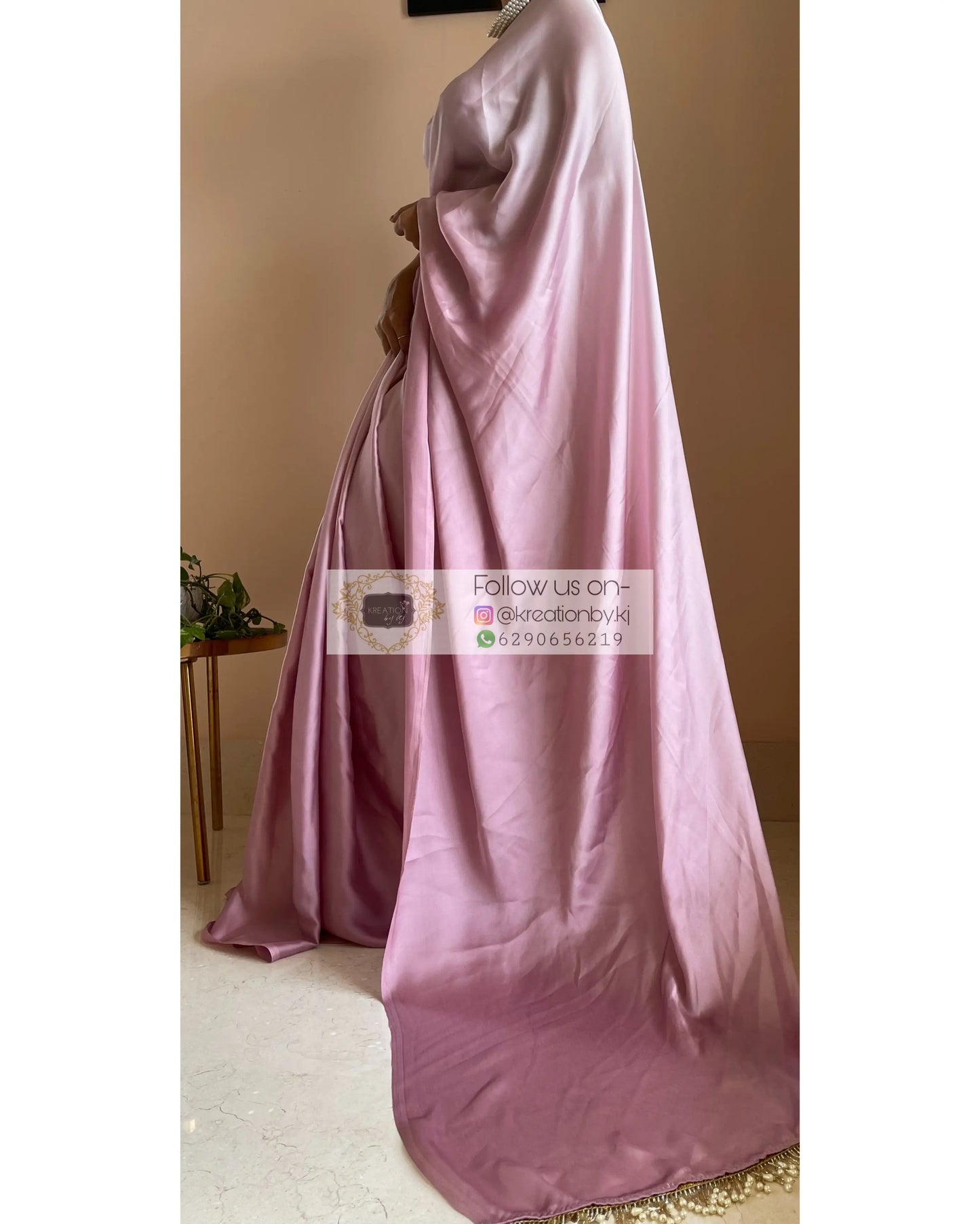 Mauve Ombré Crepe Silk Saree - kreationbykj