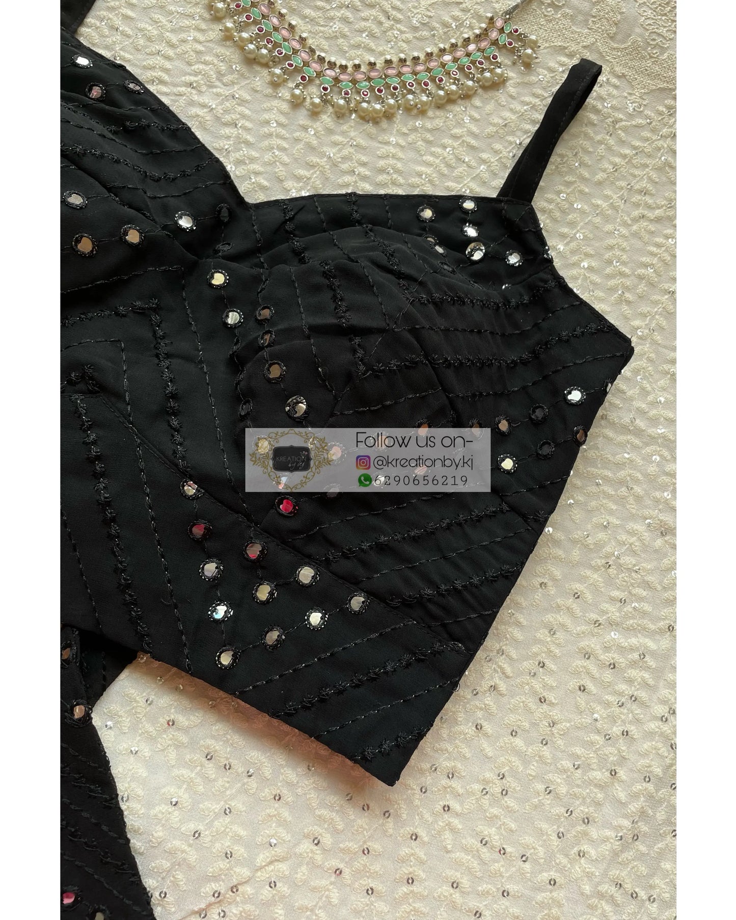 Black Sheesh Strappy Blouse - kreationbykj