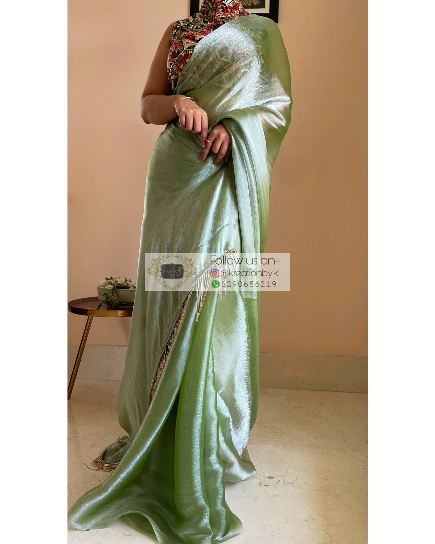 Absinthe Glass Organza Saree - kreationbykj