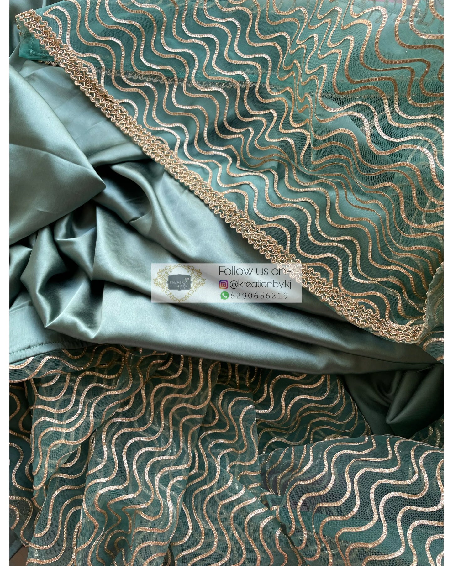 Sage Leher Saree - kreationbykj