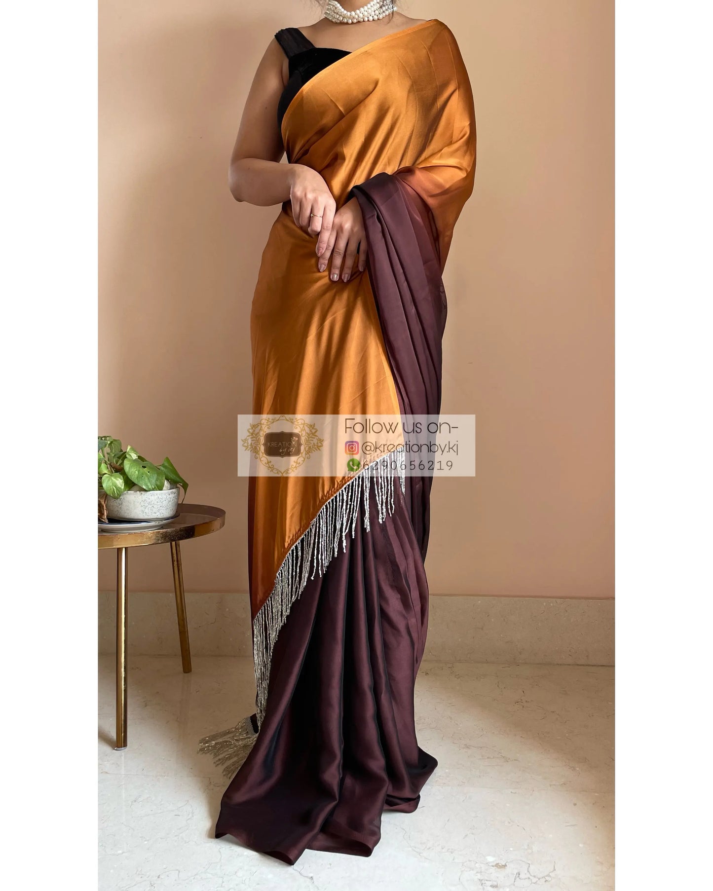 Summer Sands Ombré Georgette Saree with Handmade Tassels on Pallu - kreationbykj