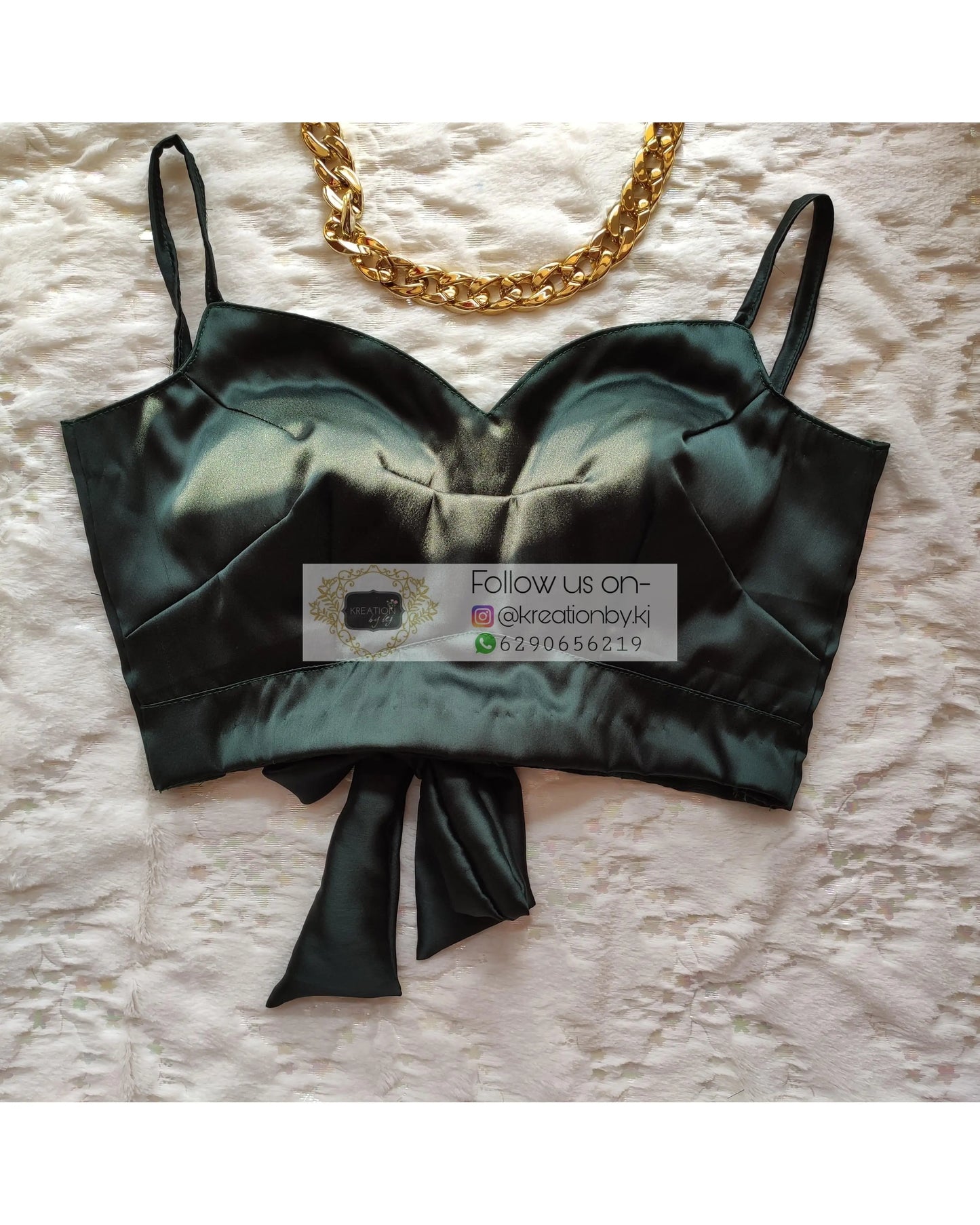 Dark Blackish Green Strappy Blouse - kreationbykj