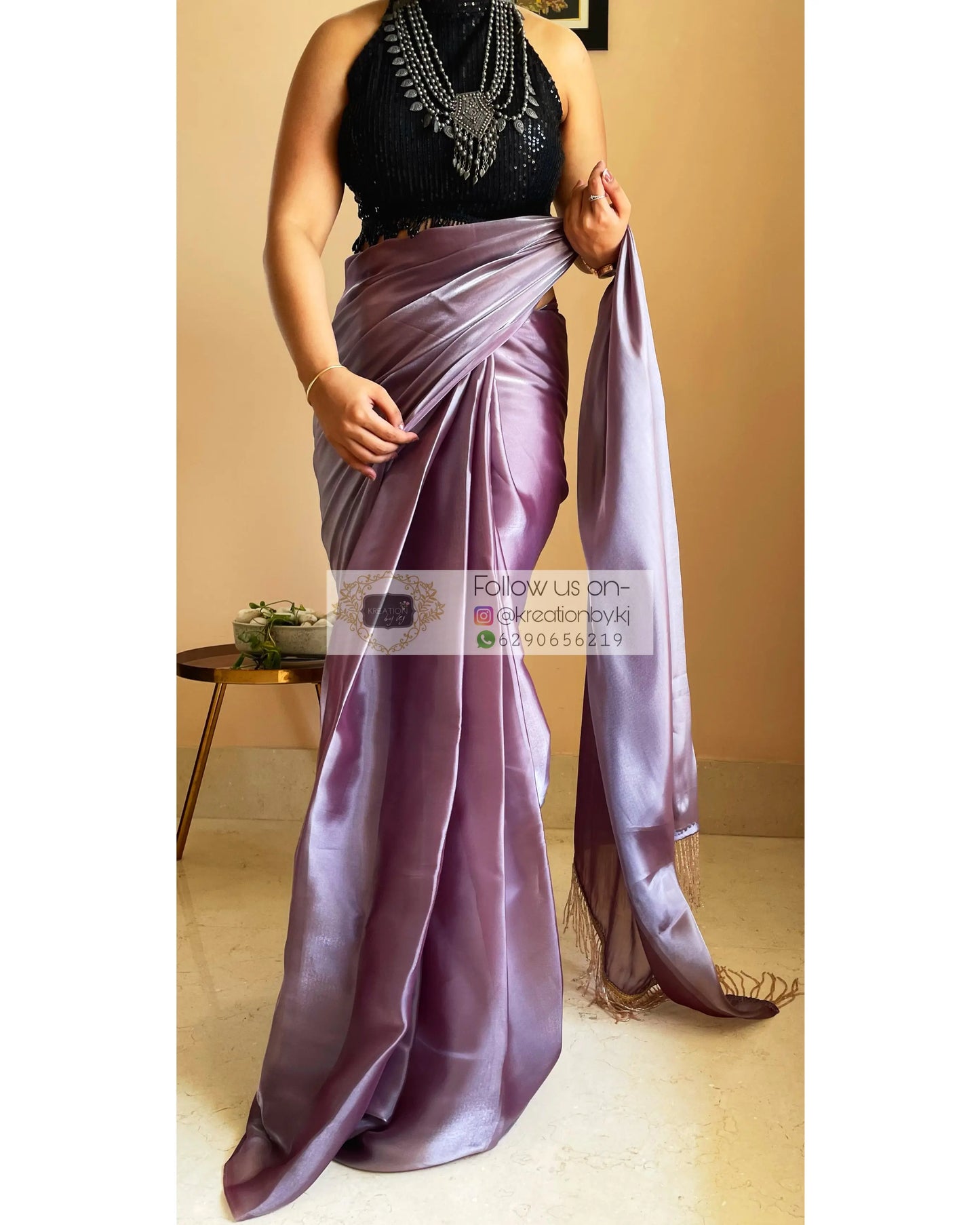 Amethyst Glass Organza Saree - kreationbykj
