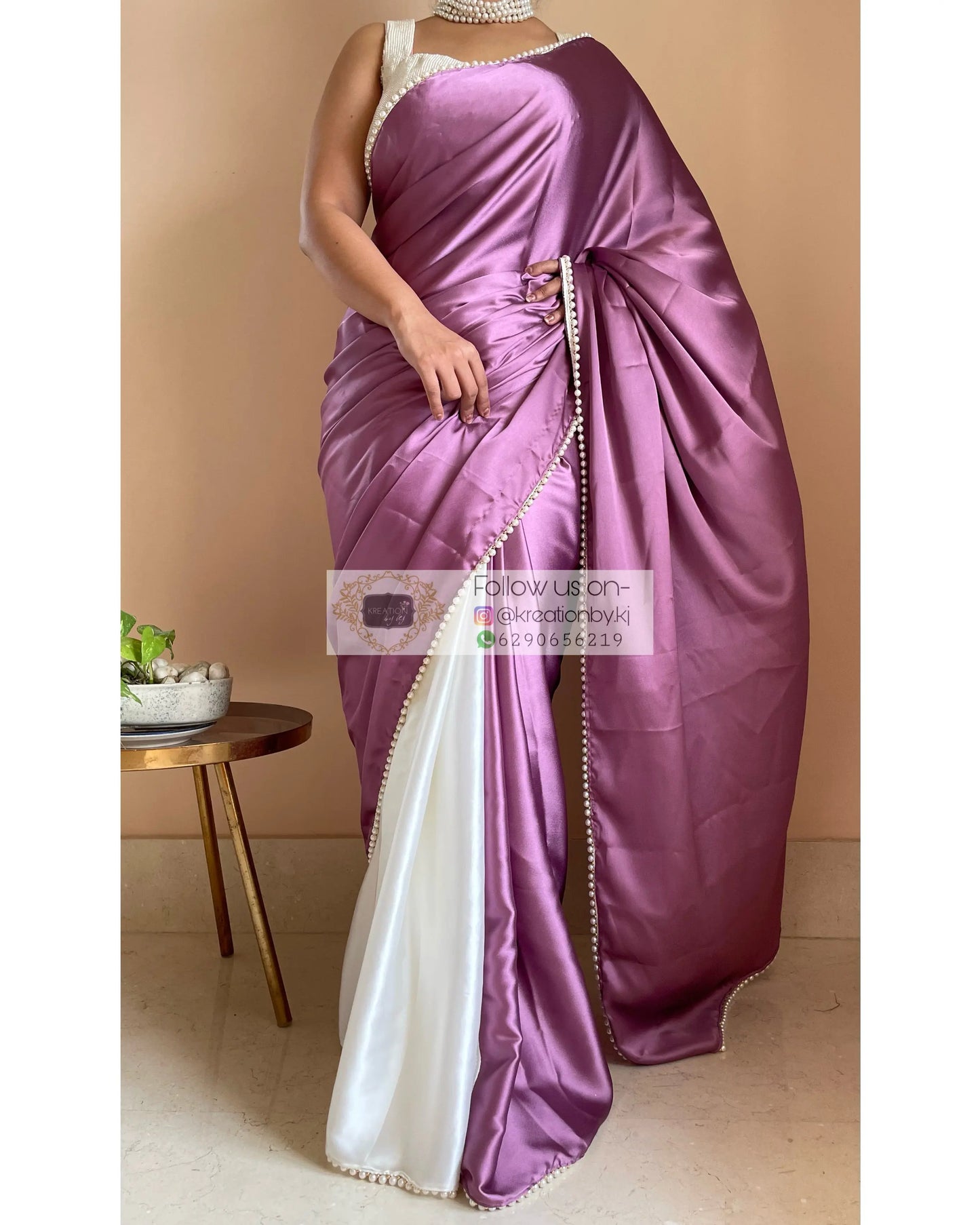 Clematis Two in One Satin Saree - kreationbykj