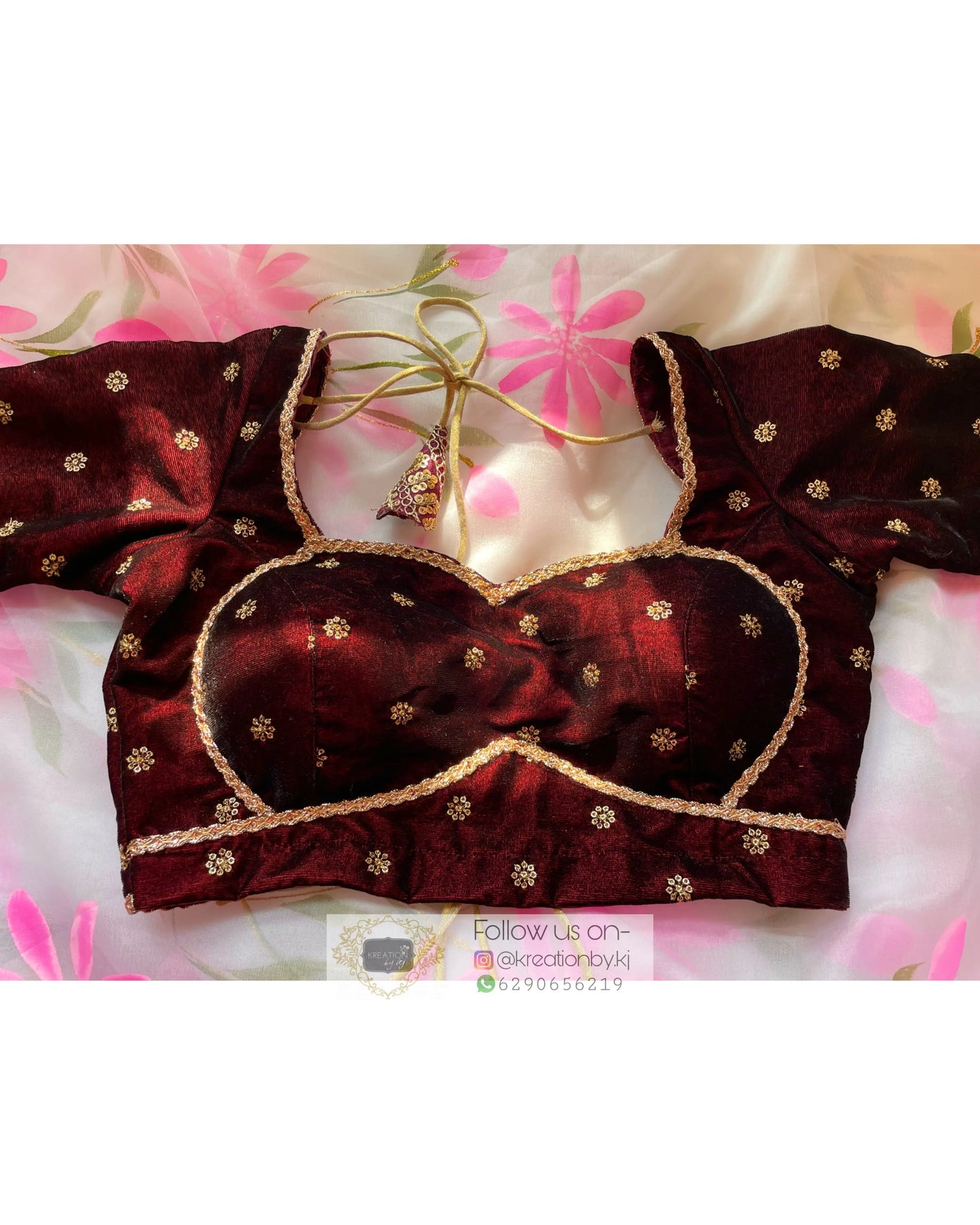 Ruhani Burgundy Velvet Blouse - kreationbykj