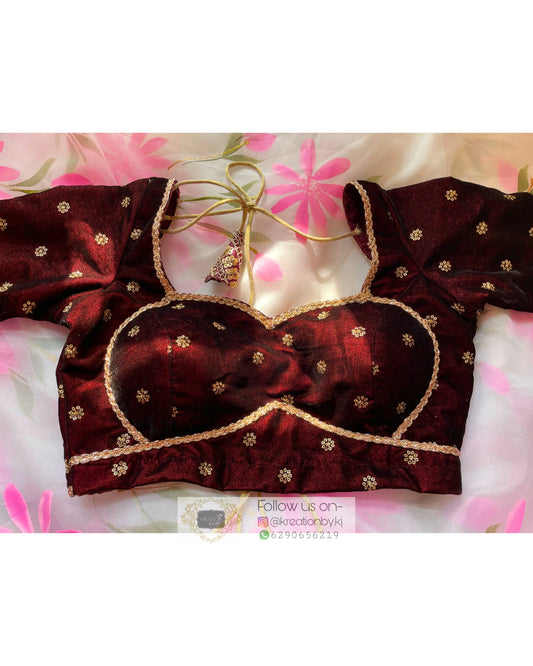 Ruhani Burgundy Velvet Blouse - kreationbykj