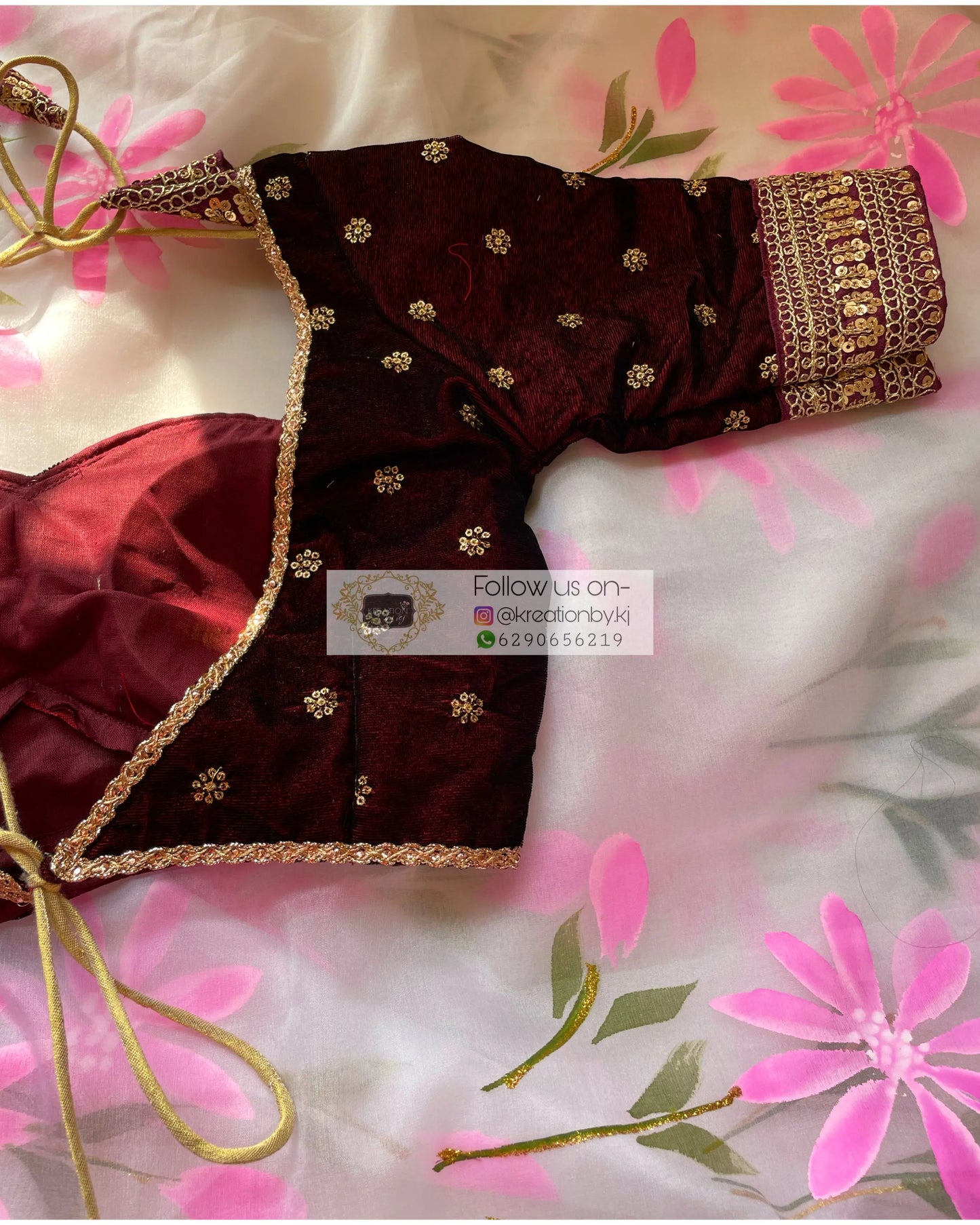 Ruhani Burgundy Velvet Blouse - kreationbykj