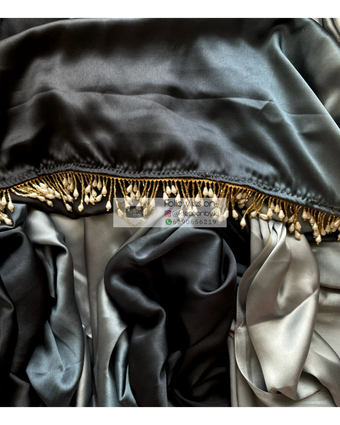 Megh Malhaar Ombré Satin Silk Saree with Handmade Tassels on Pallu - kreationbykj