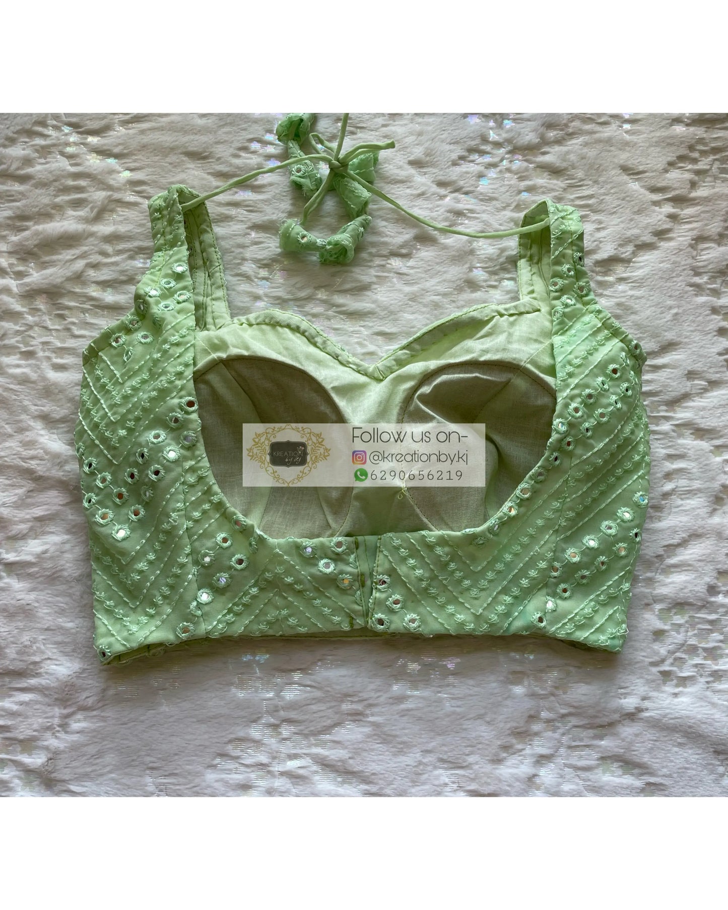 Green Sheesh Sleeveless Blouse - kreationbykj