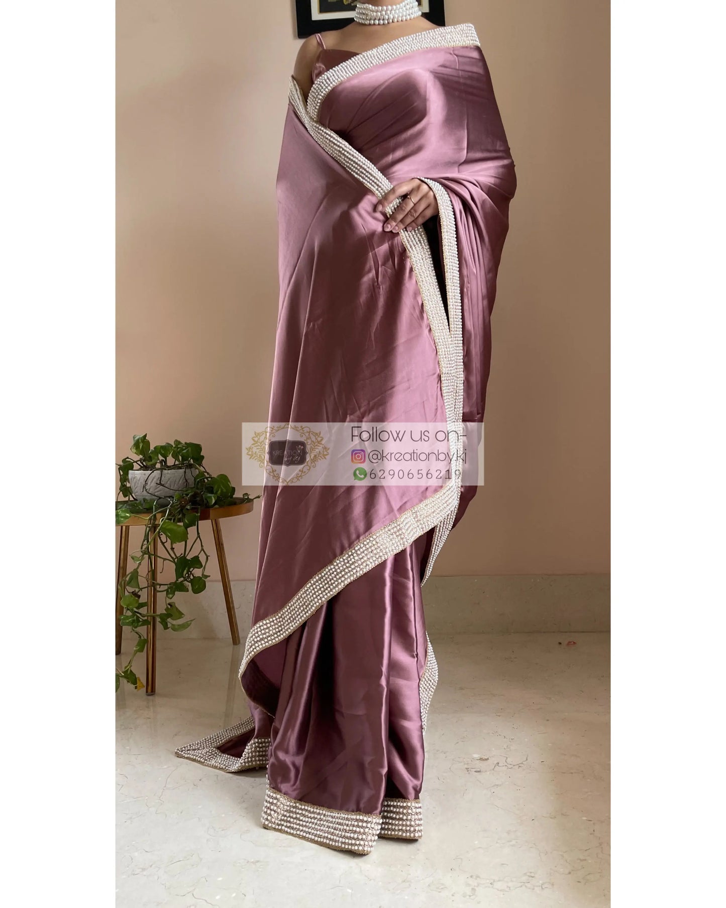Rose Gold Mother Of Pearl Saree - kreationbykj