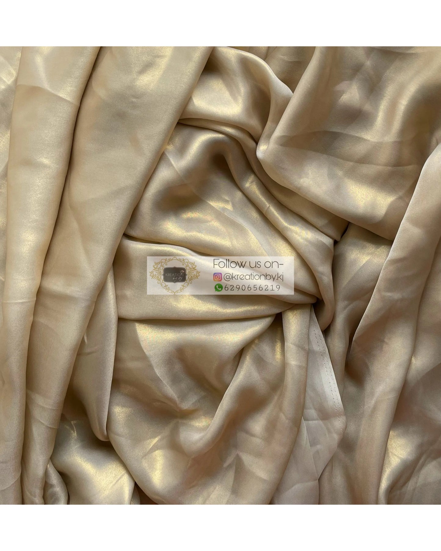 Beige Shimmer Satin Saree - kreationbykj