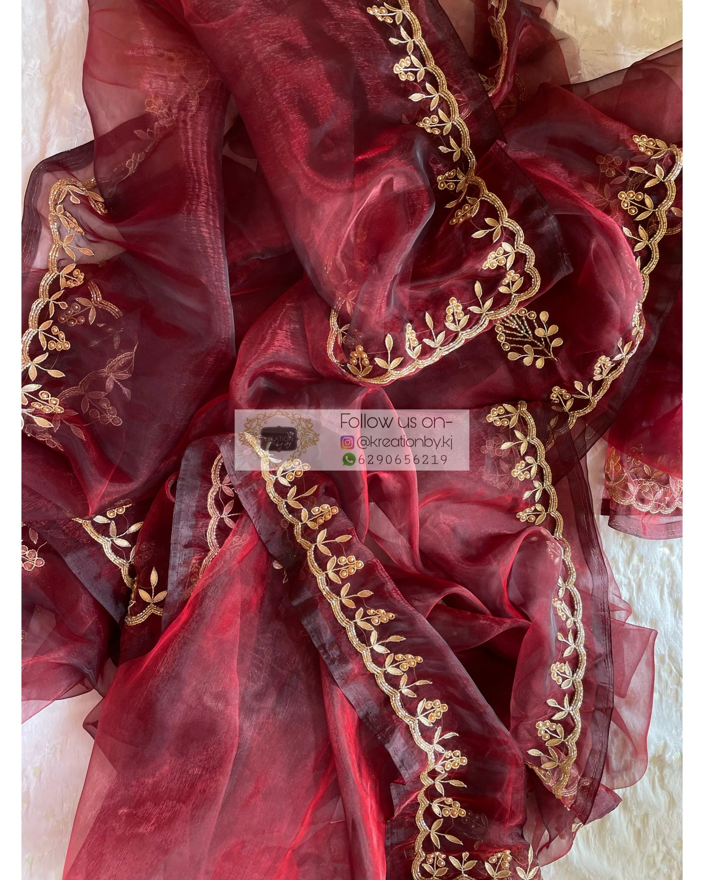 Maroon Gota Patti Dupatta - kreationbykj