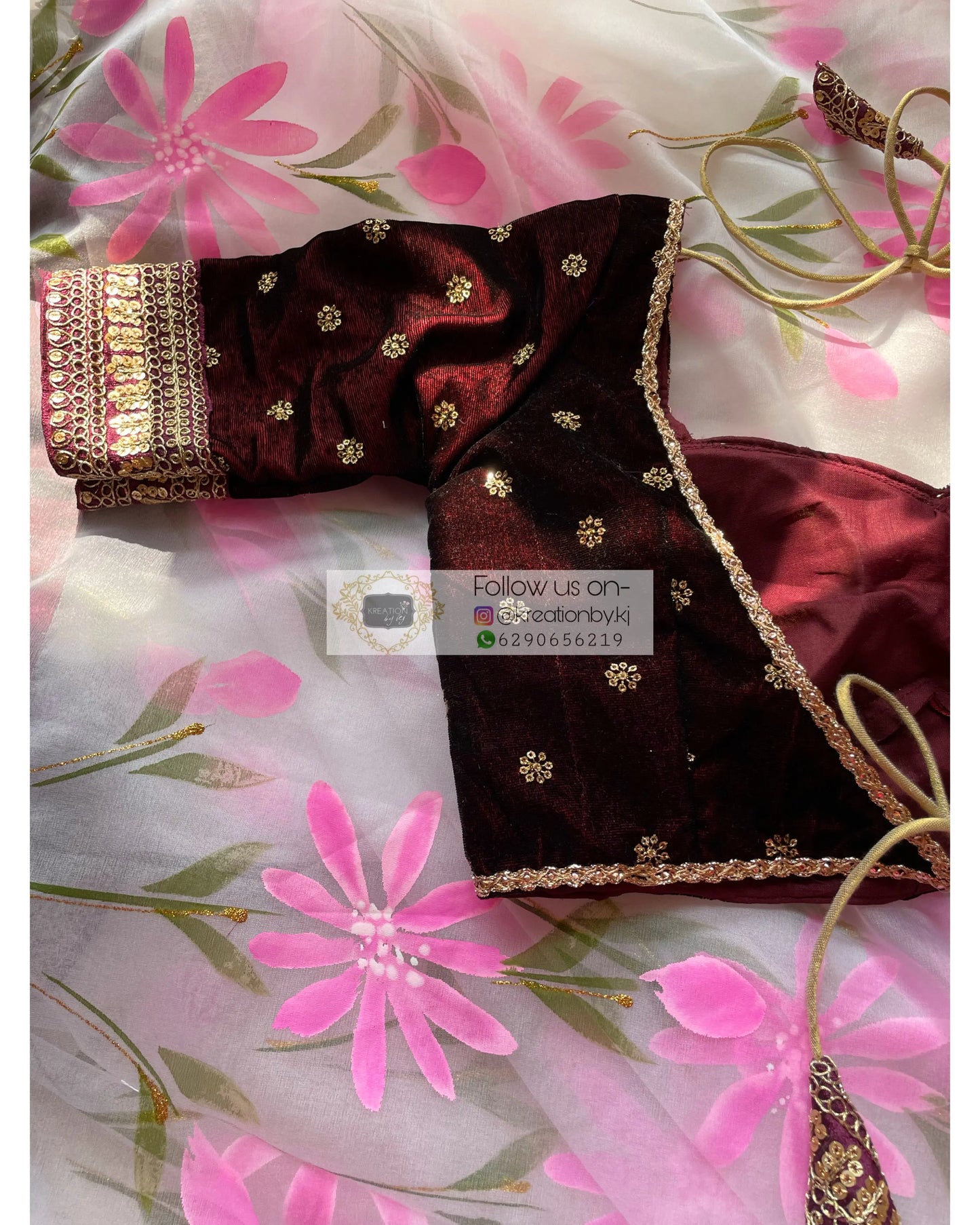 Ruhani Burgundy Velvet Blouse - kreationbykj