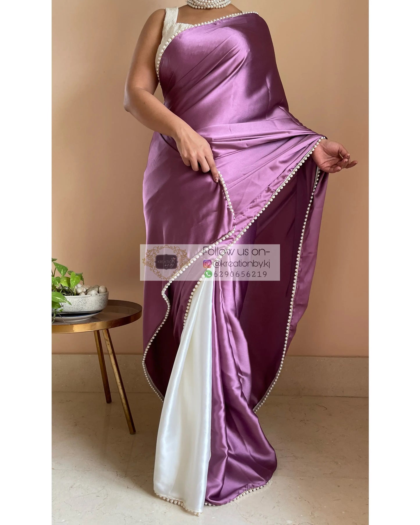 Clematis Two in One Satin Saree - kreationbykj