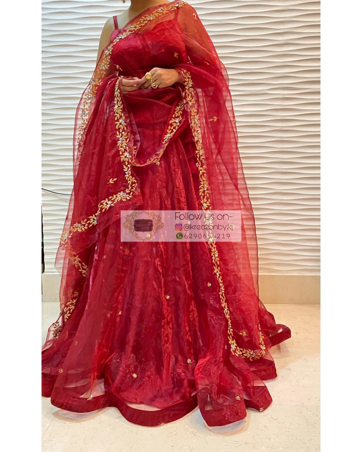 Red Tara Lehenga - kreationbykj